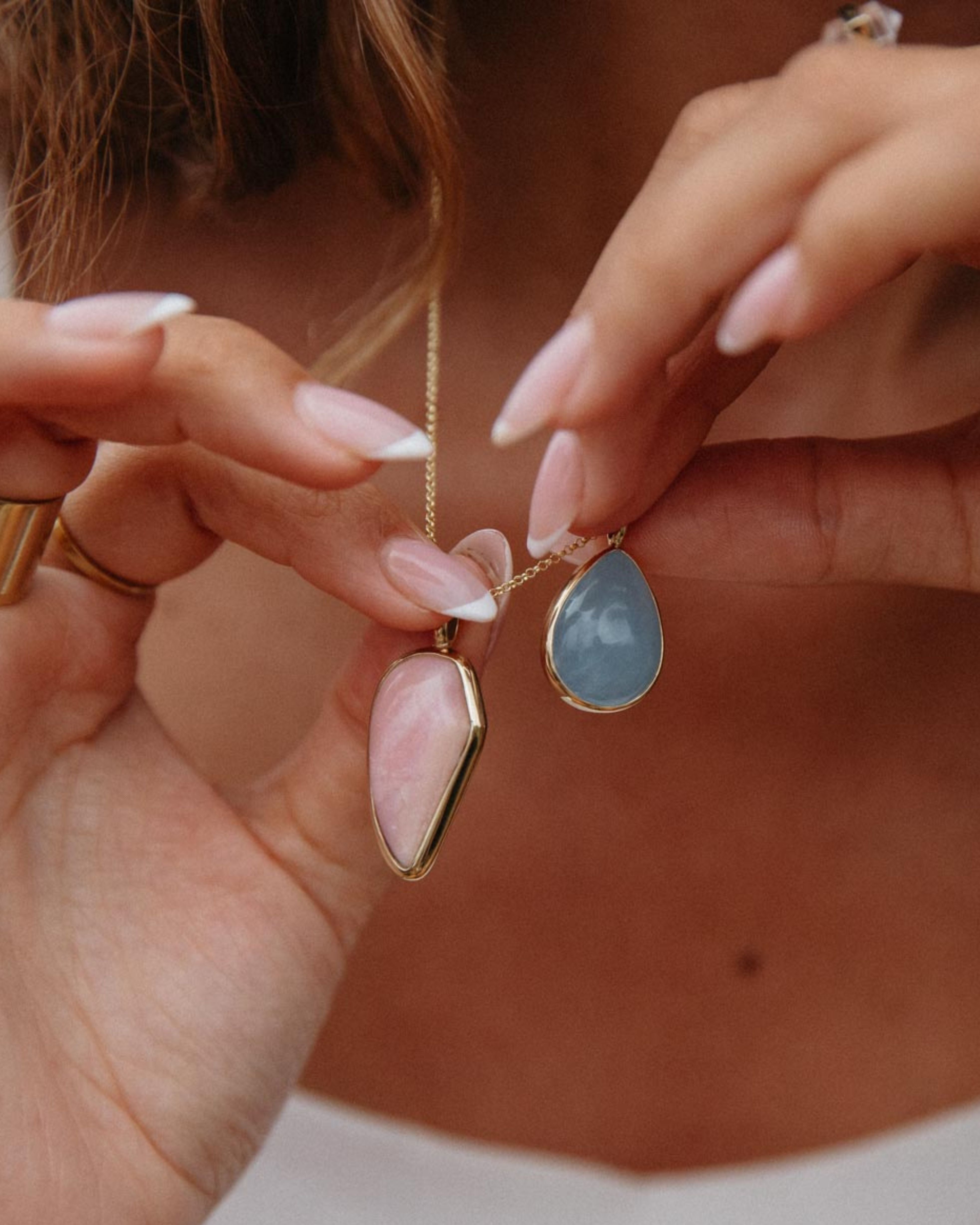 Aqua Marine + Pink Opal | 18k Gold Vermeil | One Of a Kind Magic Drop 3