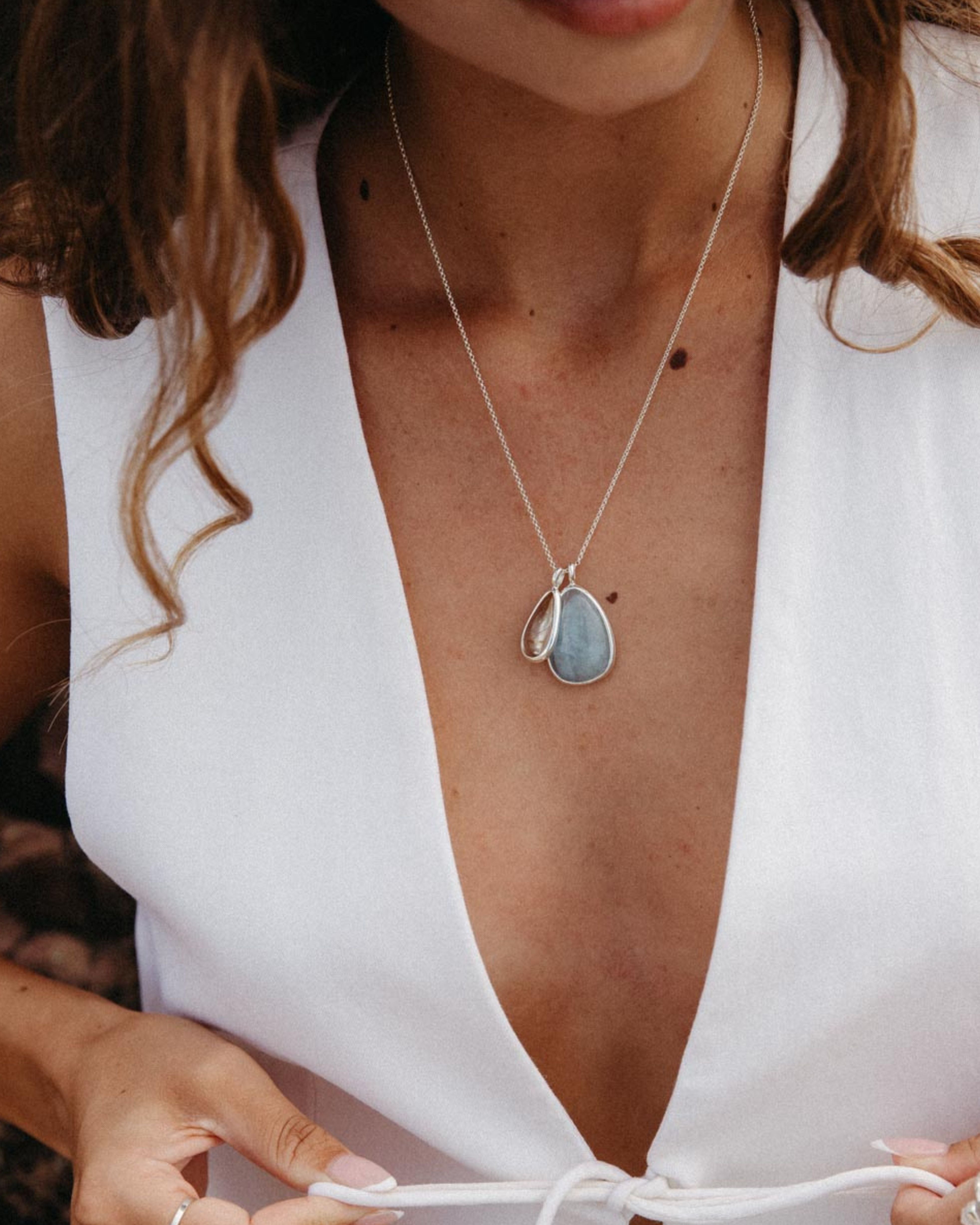 Aqua Marine + Rutilated Quartz #1 | Sterling Silver | One Of a Kind Magic Drop 3