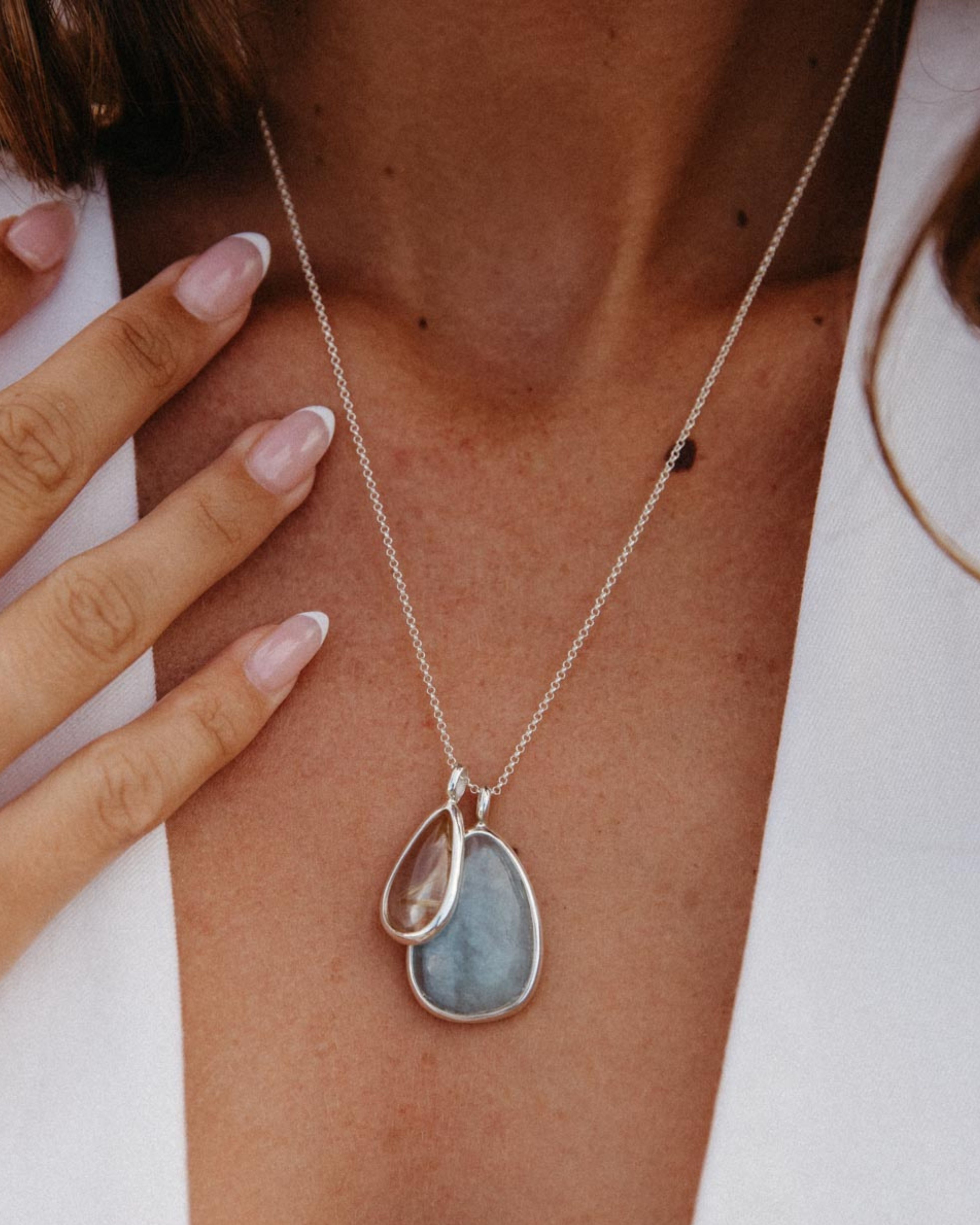 Aqua Marine + Rutilated Quartz #1 | Sterling Silver | One Of a Kind Magic Drop 3