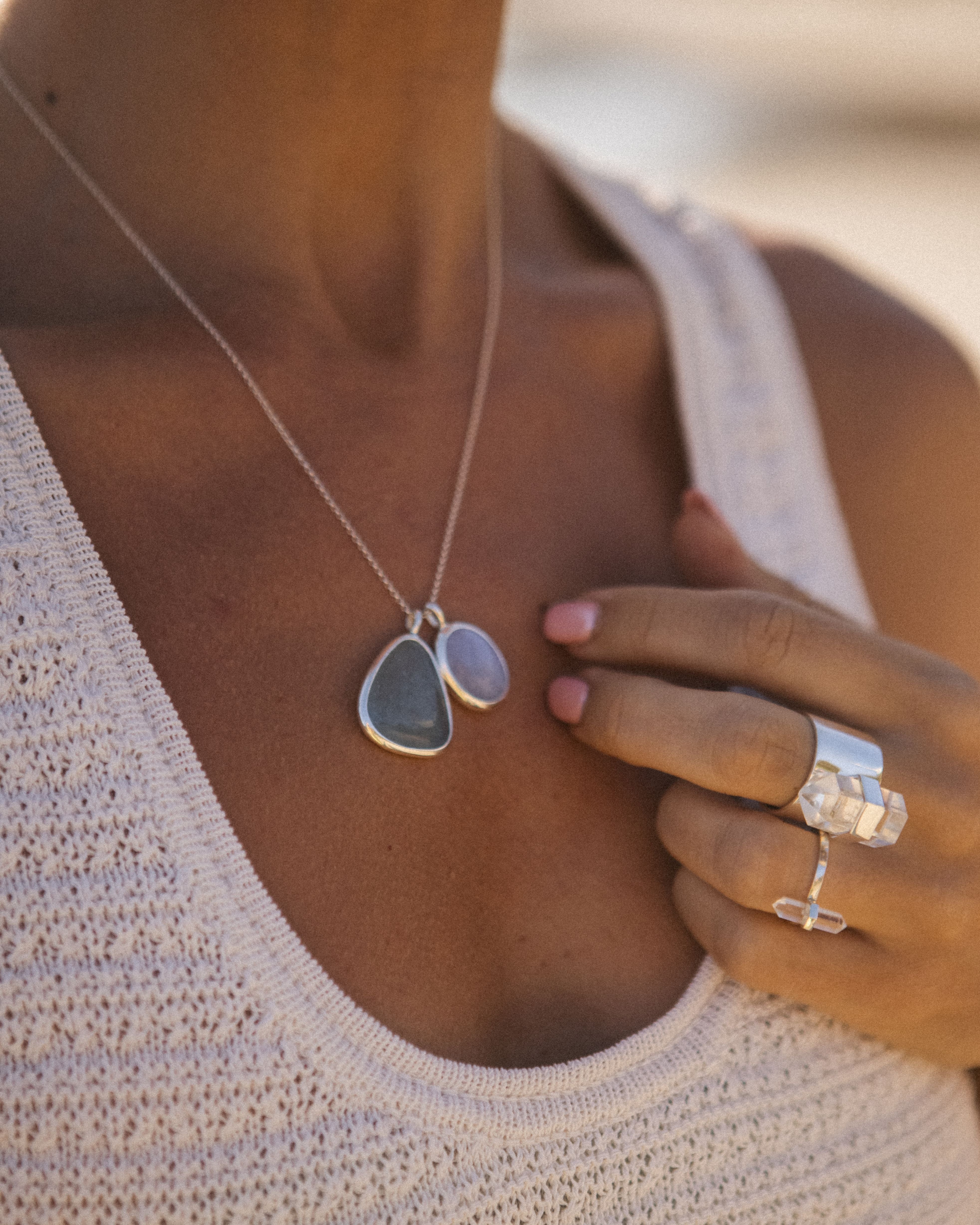 Aqua Marine + Blue Lace Agate | Sterling Silver | One Of a Kind Magic Drop 2