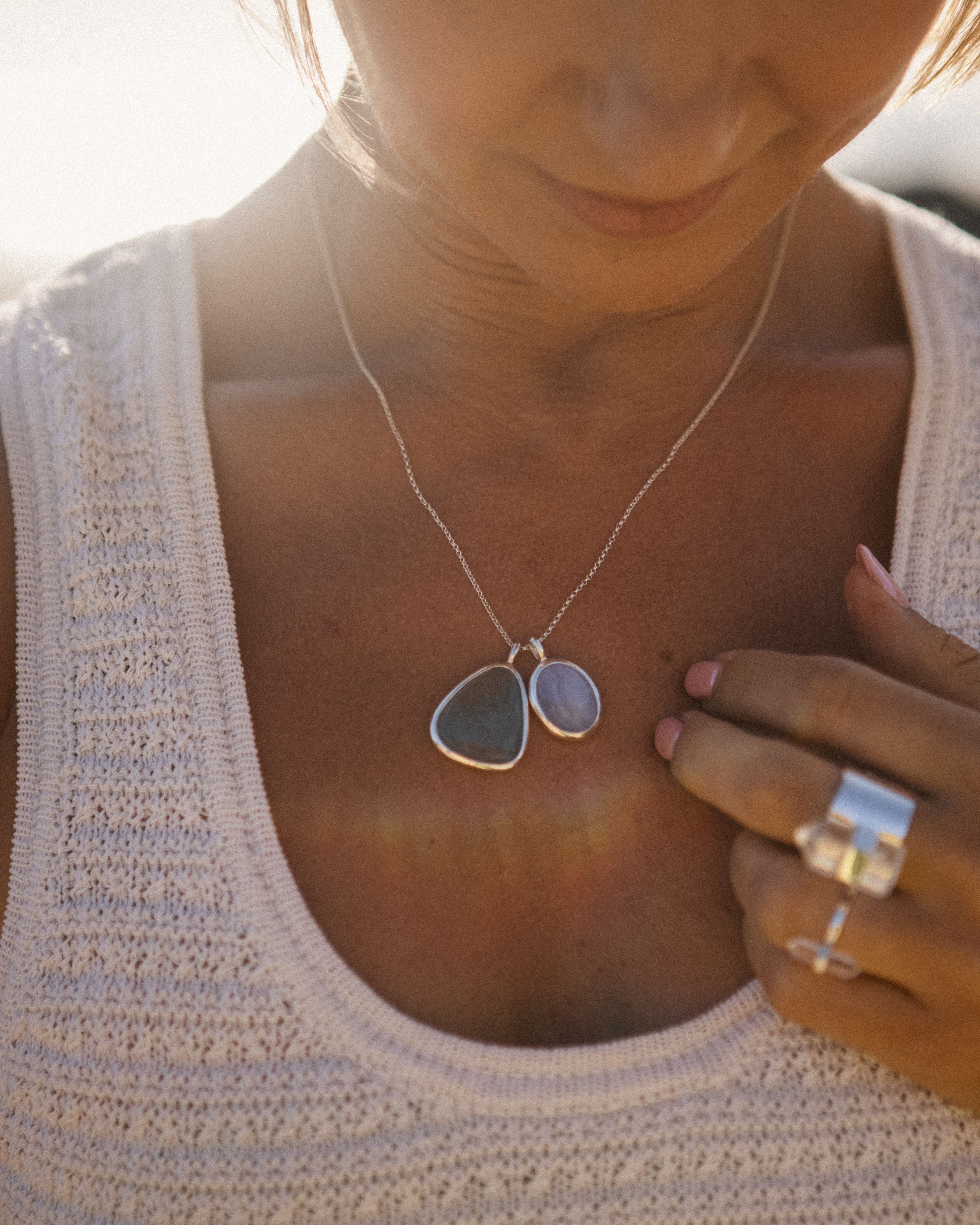 Aqua Marine + Blue Lace Agate | Sterling Silver | One Of a Kind Magic Drop 2