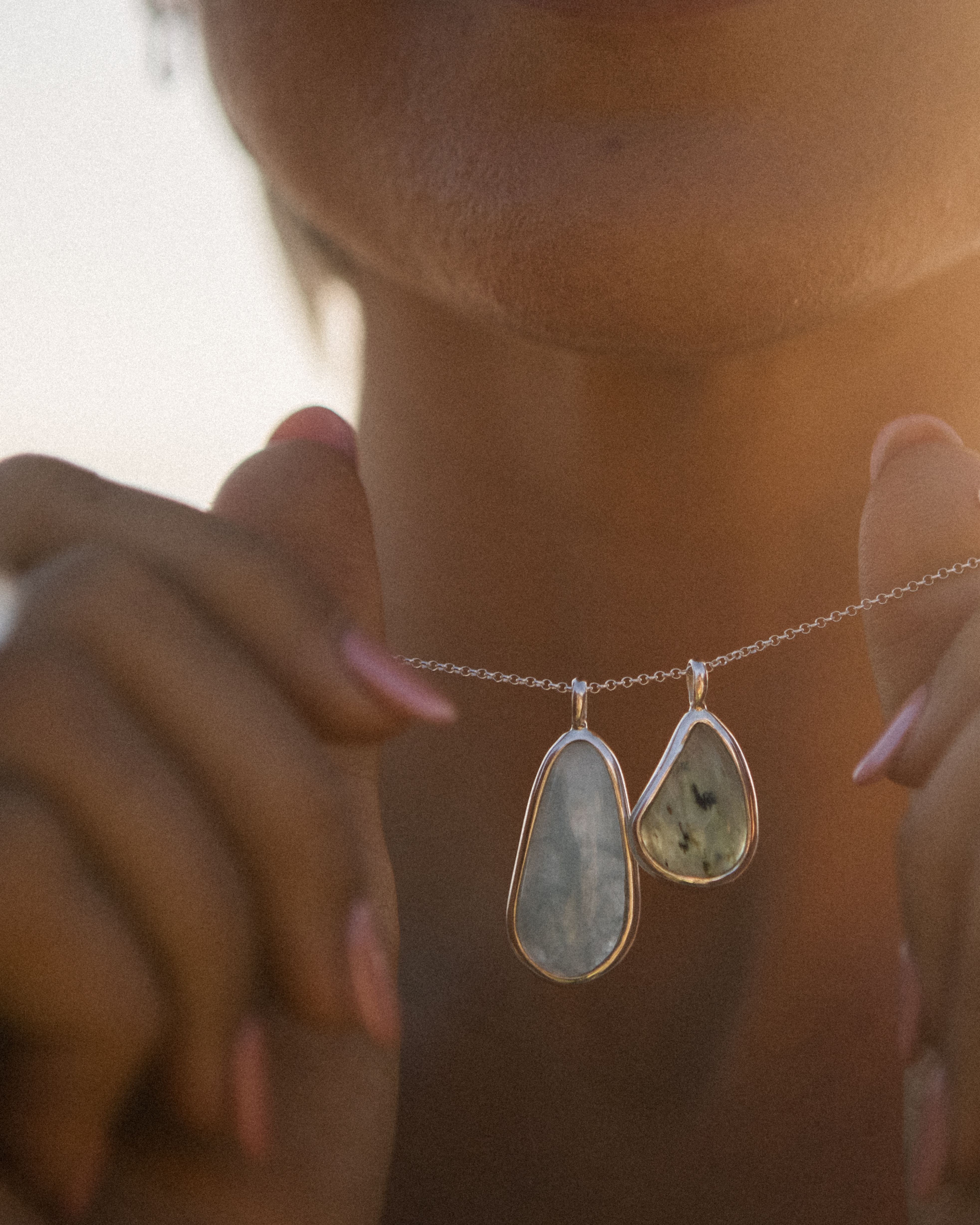 Aqua Marine + Perivian Opal #1 | 925 Sterling Silver | One Of a Kind Magic Drop 2