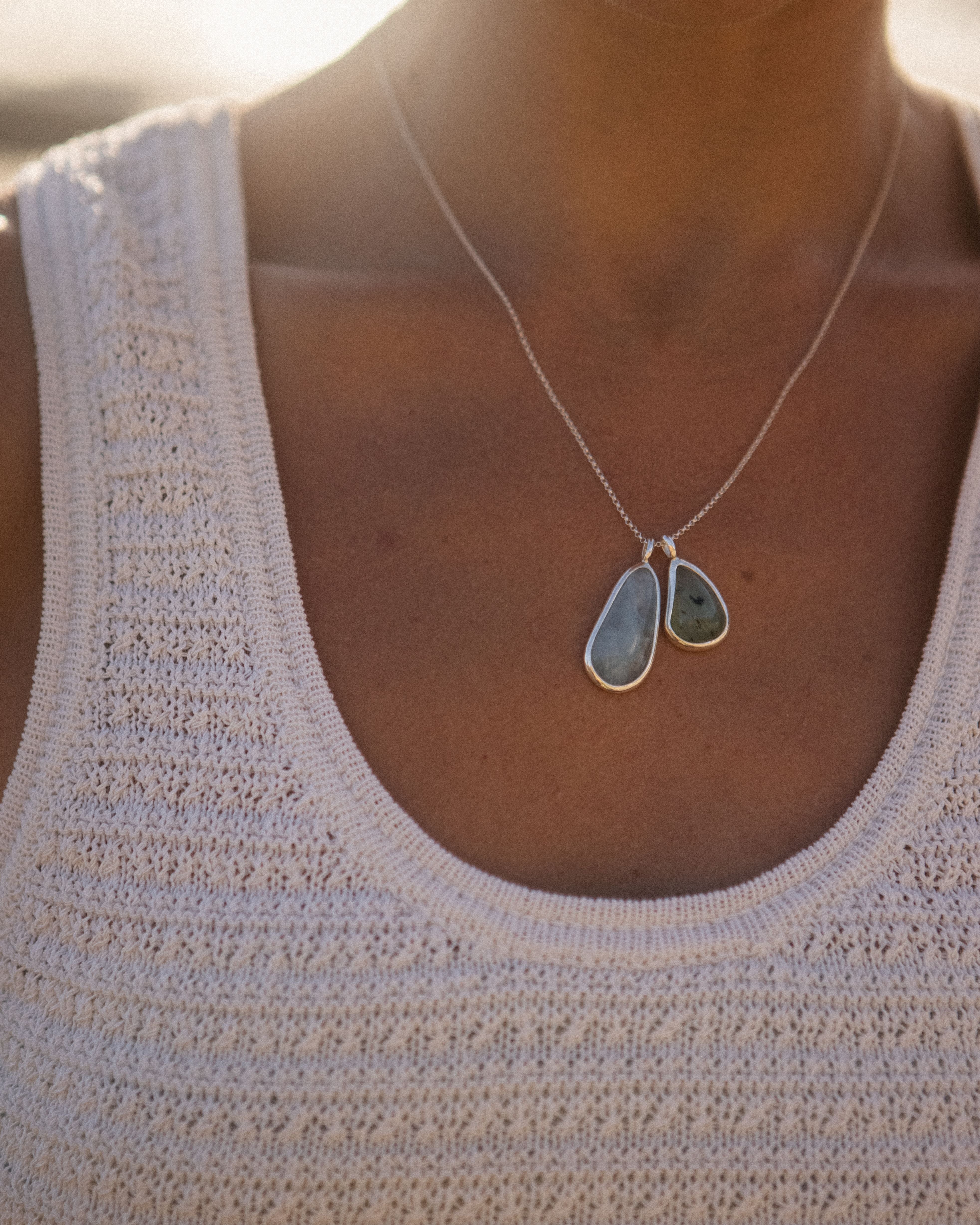 Aqua Marine + Perivian Opal #1 | 925 Sterling Silver | One Of a Kind Magic Drop 2