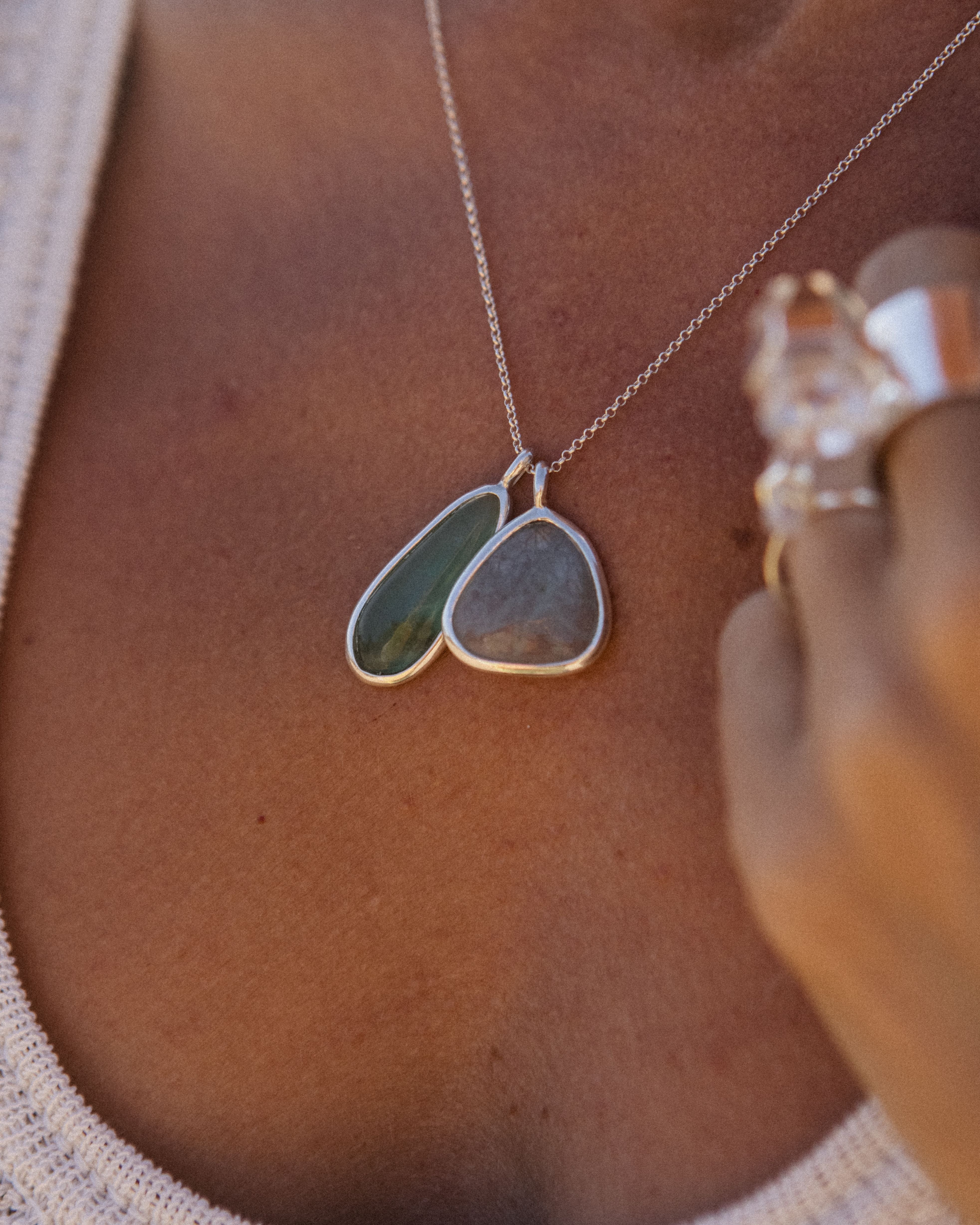 Aqua Marine + Perivian Opal #2 | 925 Sterling Silver | One Of a Kind Magic Drop 2