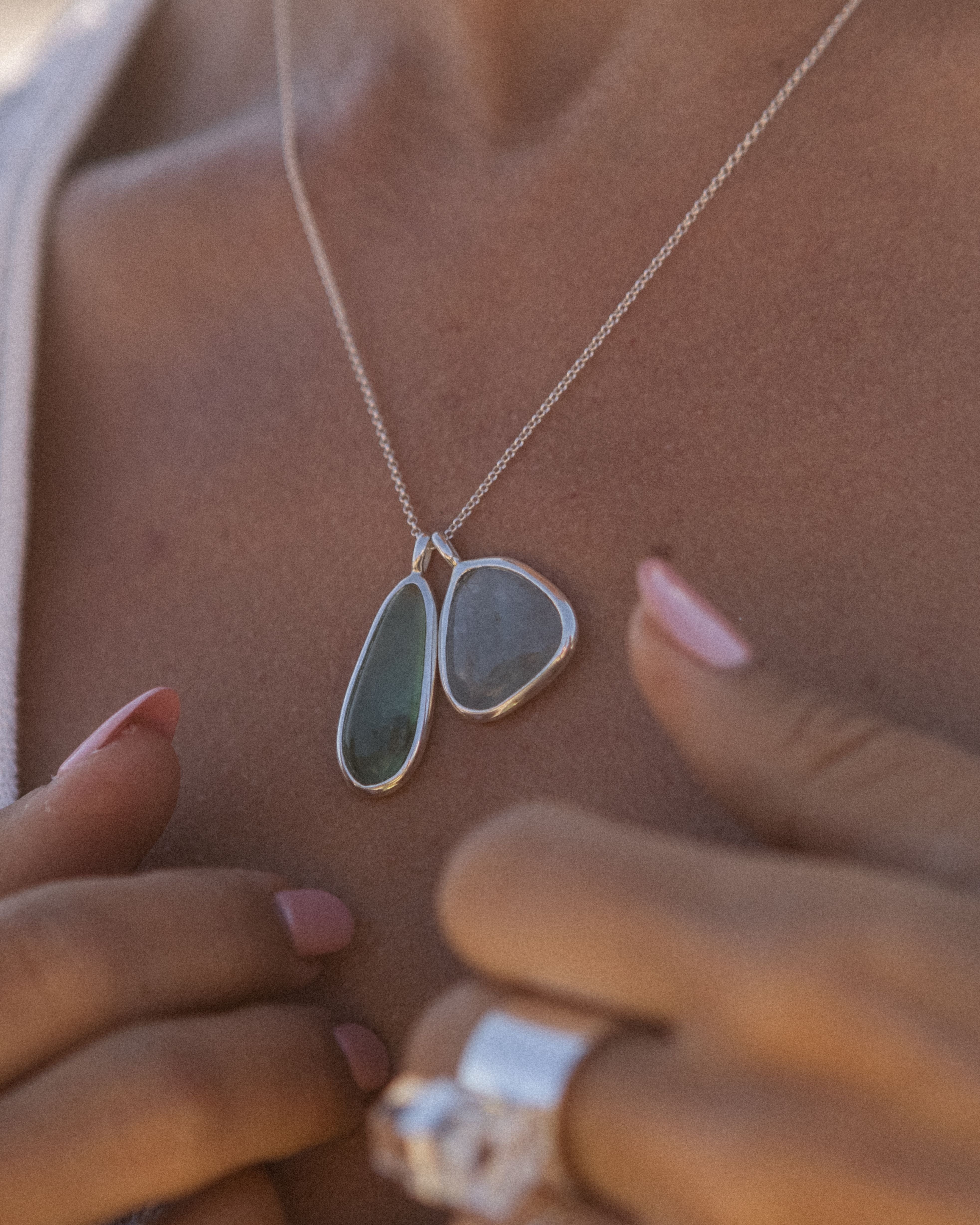 Aqua Marine + Perivian Opal #2 | 925 Sterling Silver | One Of a Kind Magic Drop 2