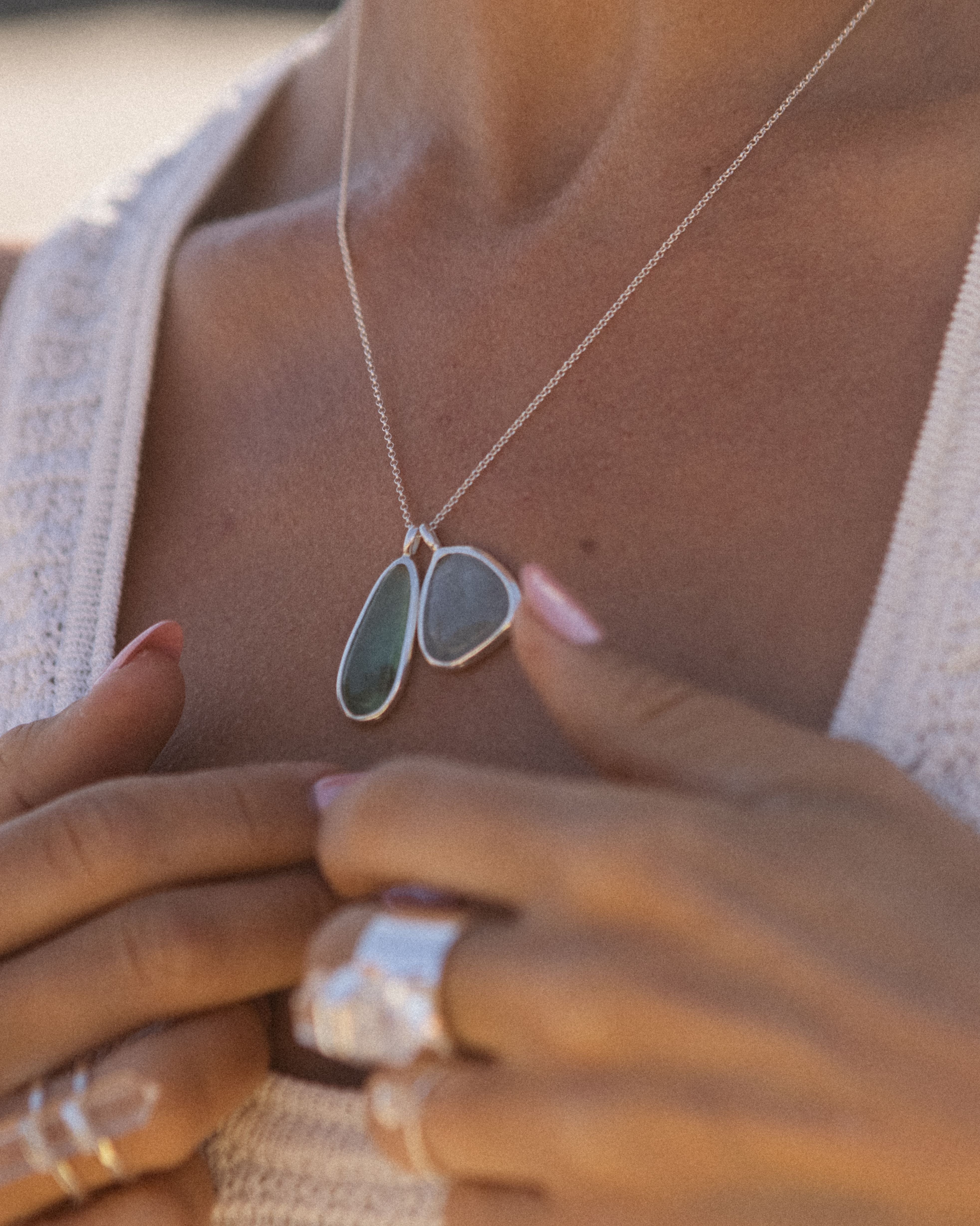 Aqua Marine + Perivian Opal #2 | 925 Sterling Silver | One Of a Kind Magic Drop 2