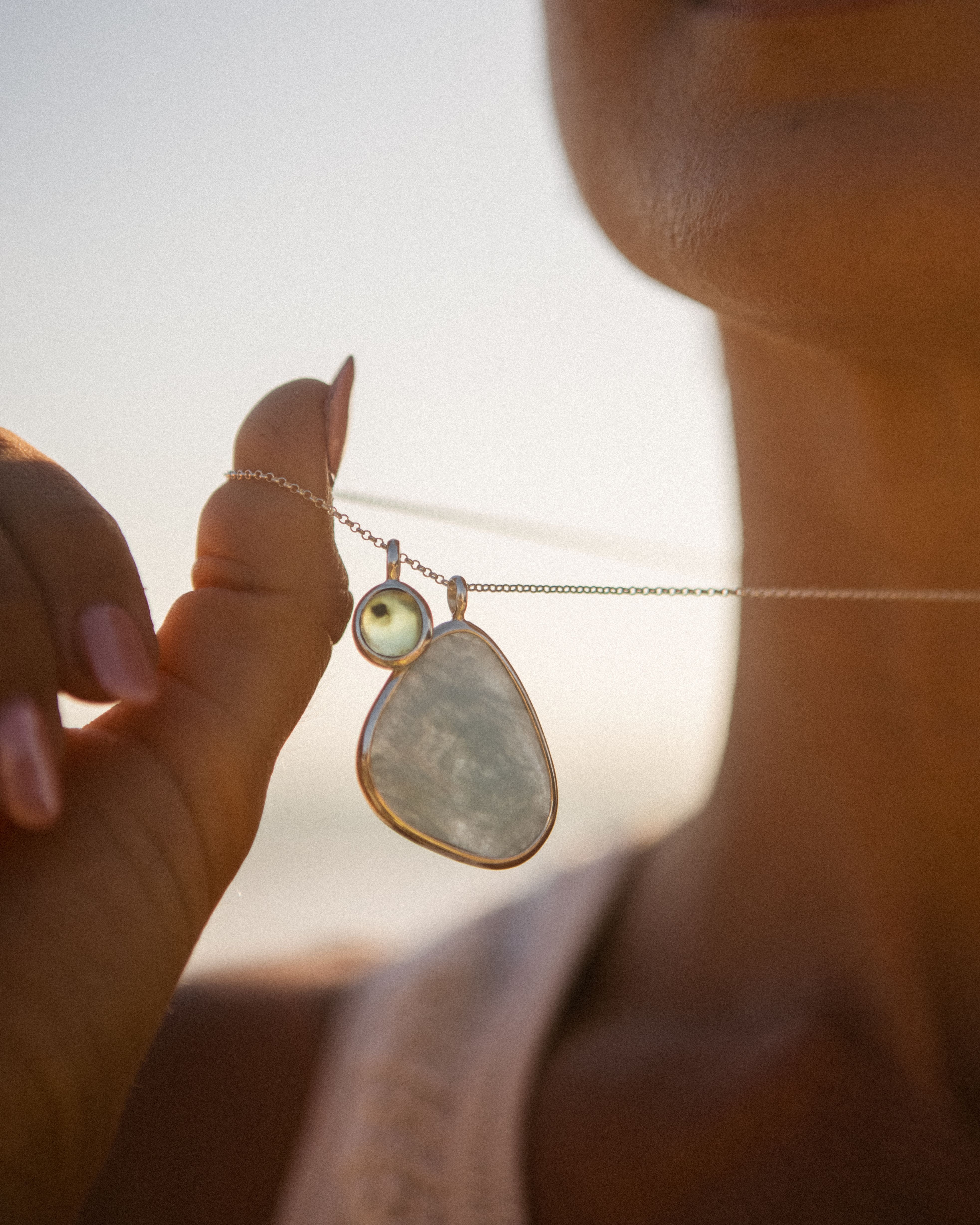 Aqua Marine + Peruvian Opal | Sterling Silver | One Of a Kind Magic Drop 2