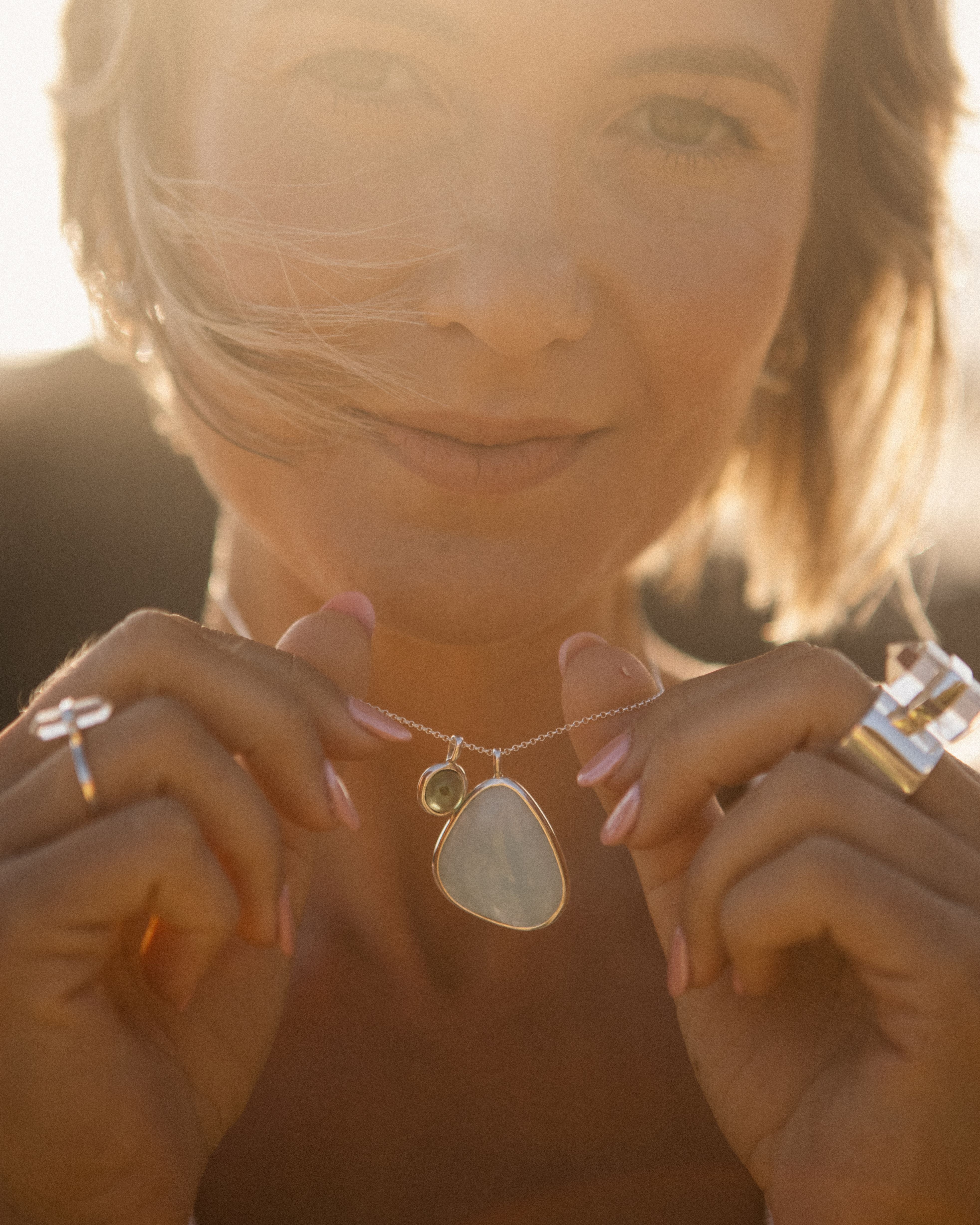 Aqua Marine + Peruvian Opal | Sterling Silver | One Of a Kind Magic Drop 2