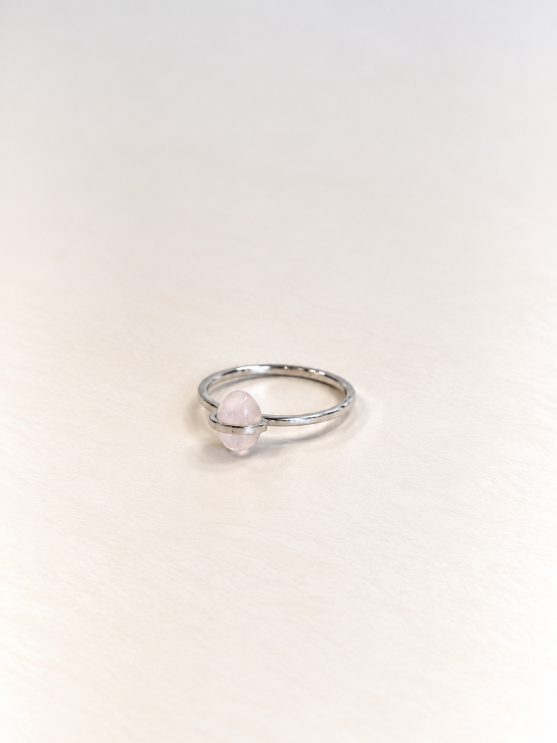rounded rose quartz ring | warehouse sale | size 7
