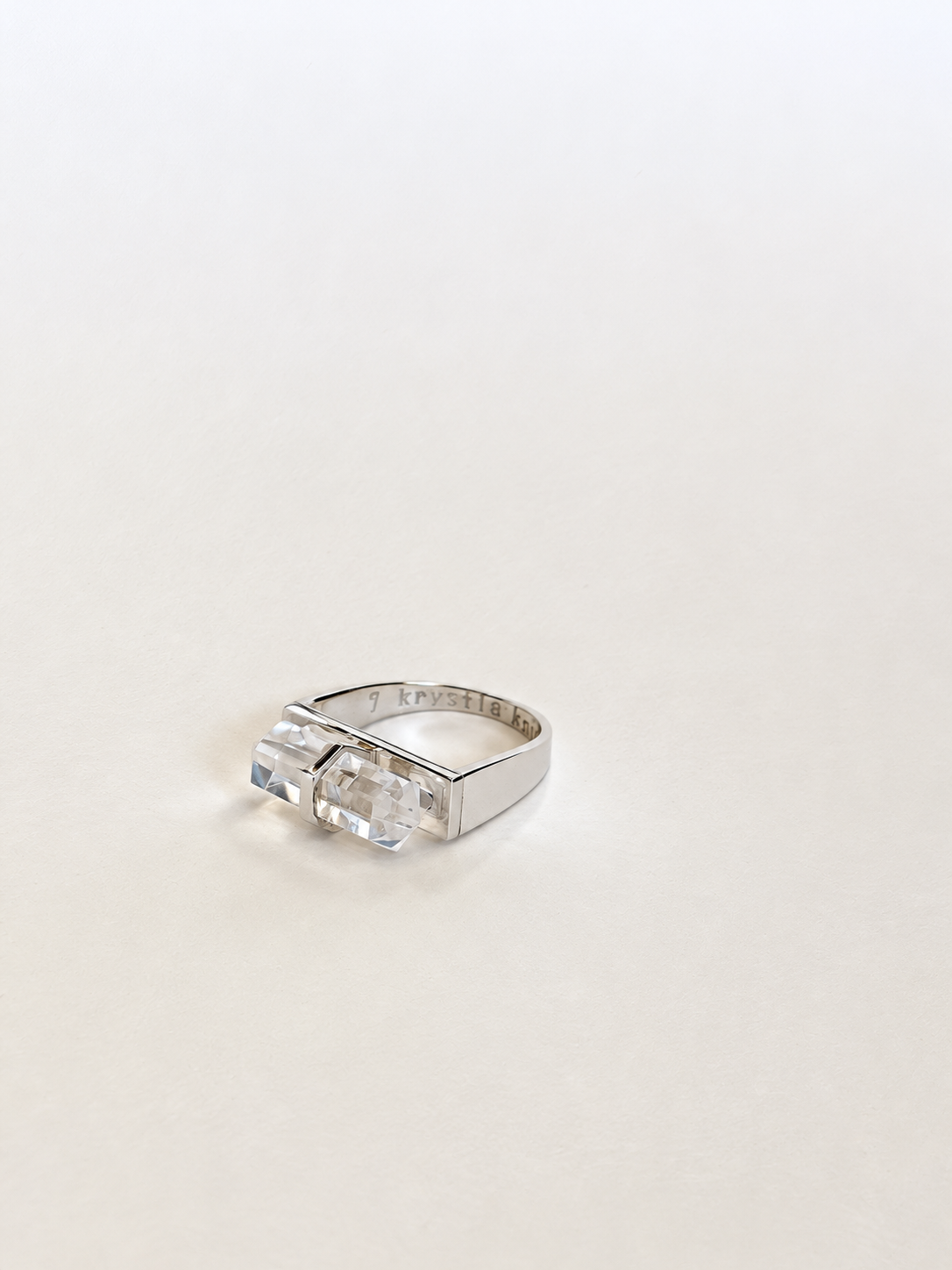 semi circle ring | clear quartz | warehouse sale | size 7 (fits 8)