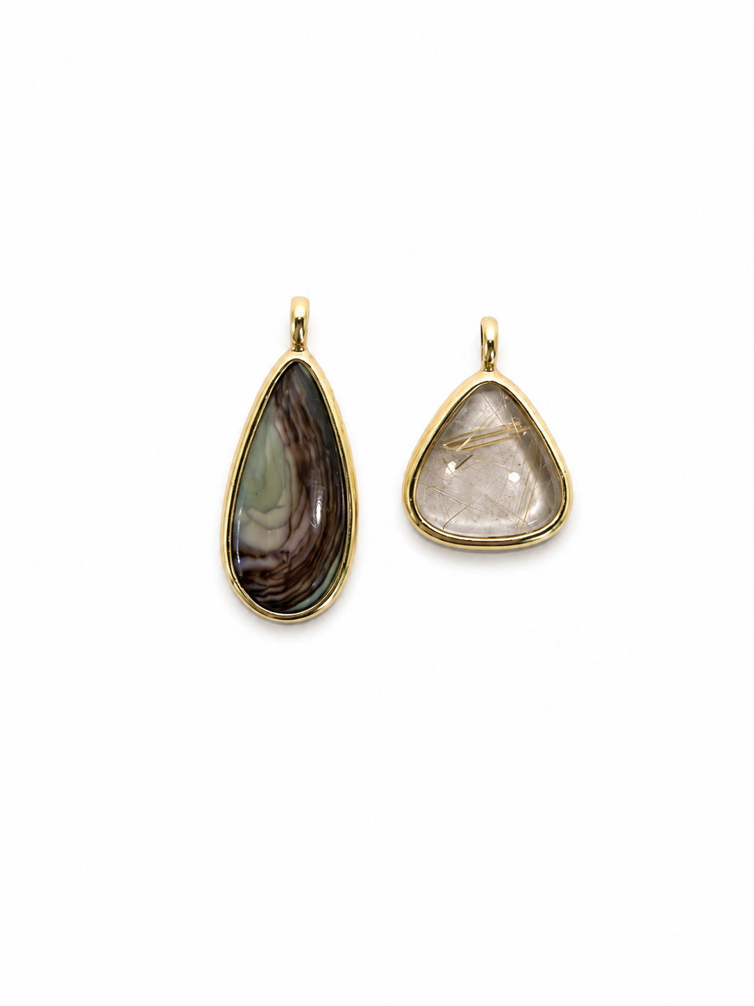 one of a kind charms | imperial jasper + rutilated quartz | 18k Gold Vermeil