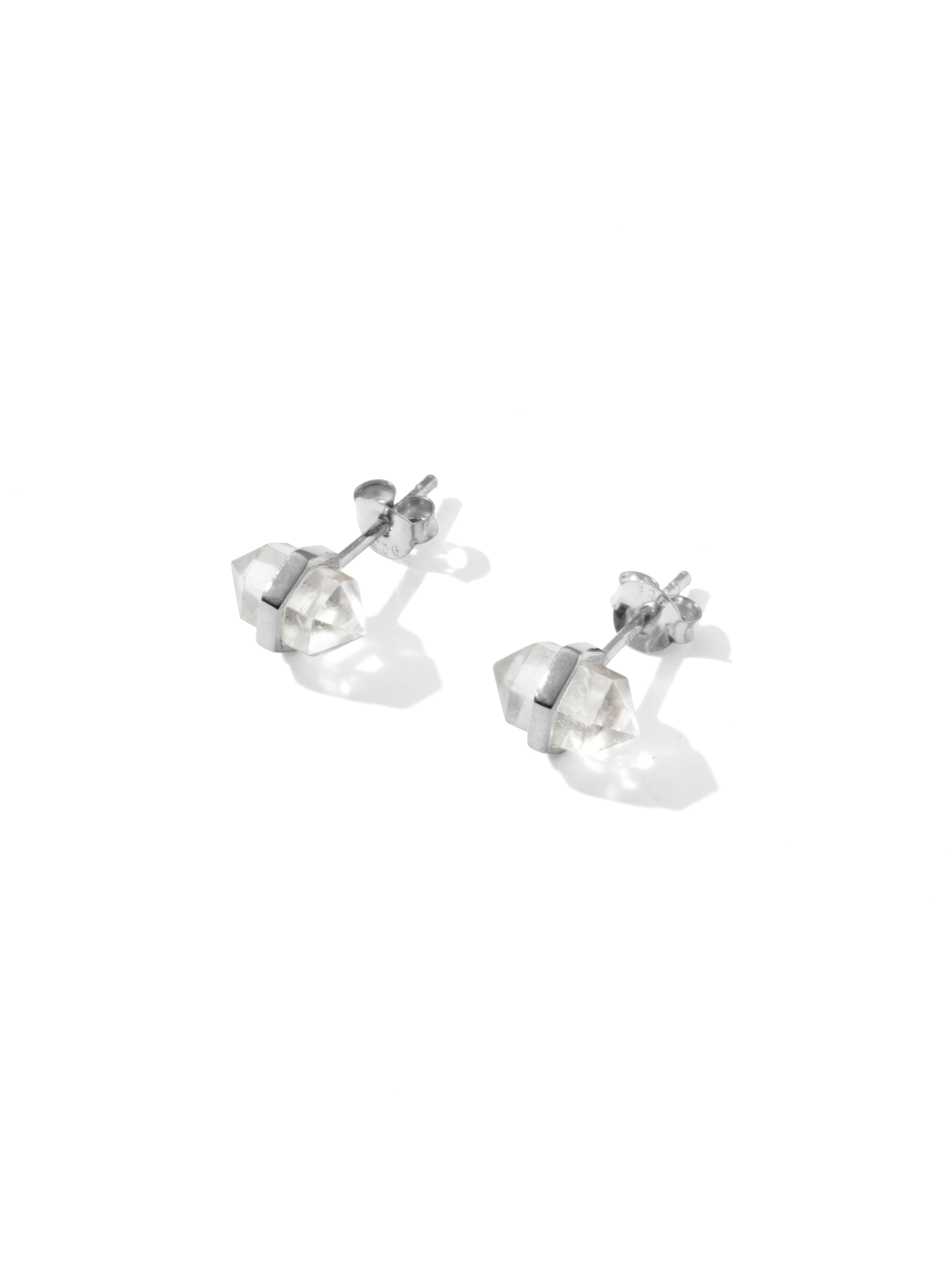 beaming crystal studs | clear quartz