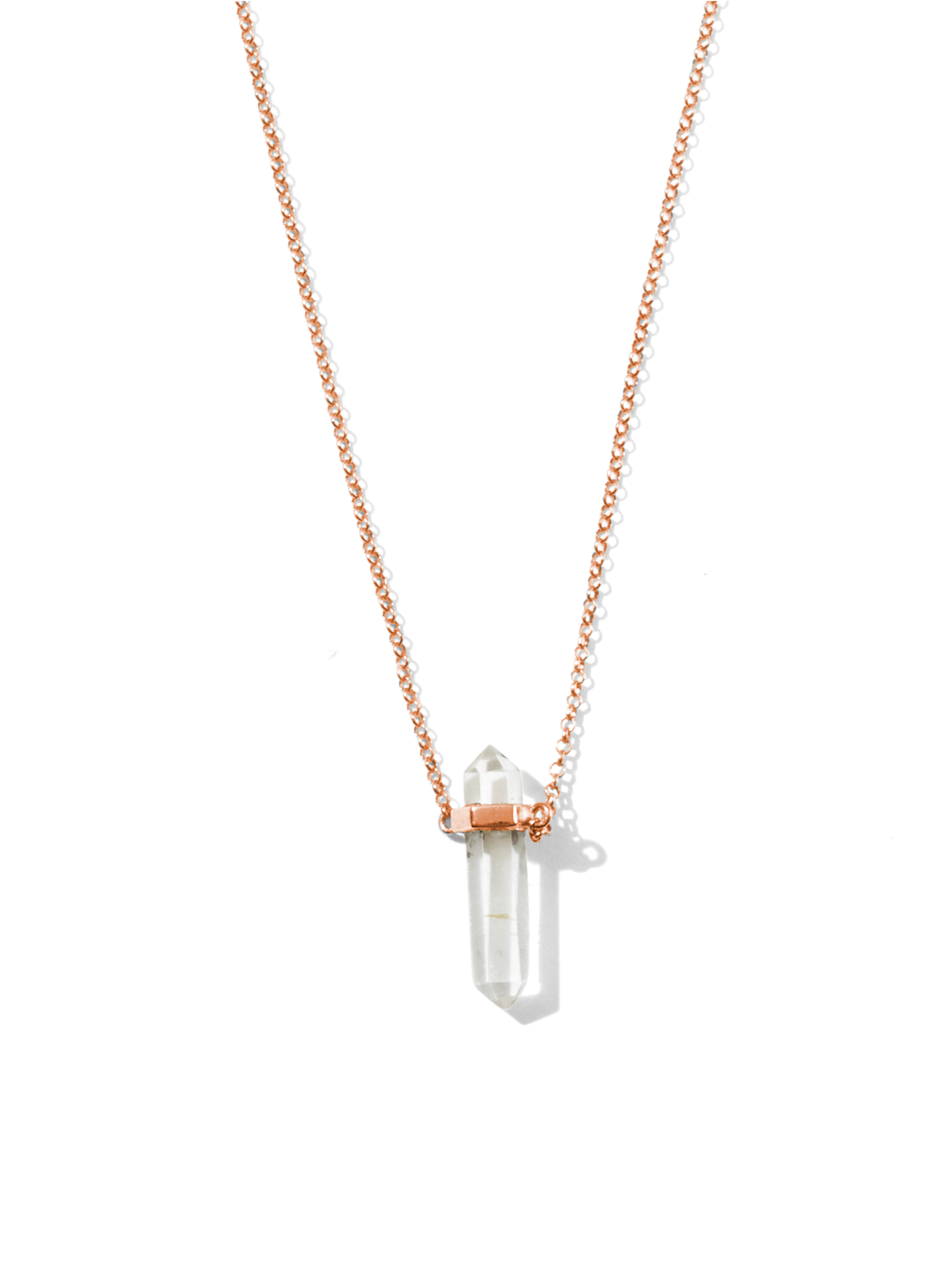 lunar quartz necklace | clear quartz ROSE GOLD PLATED