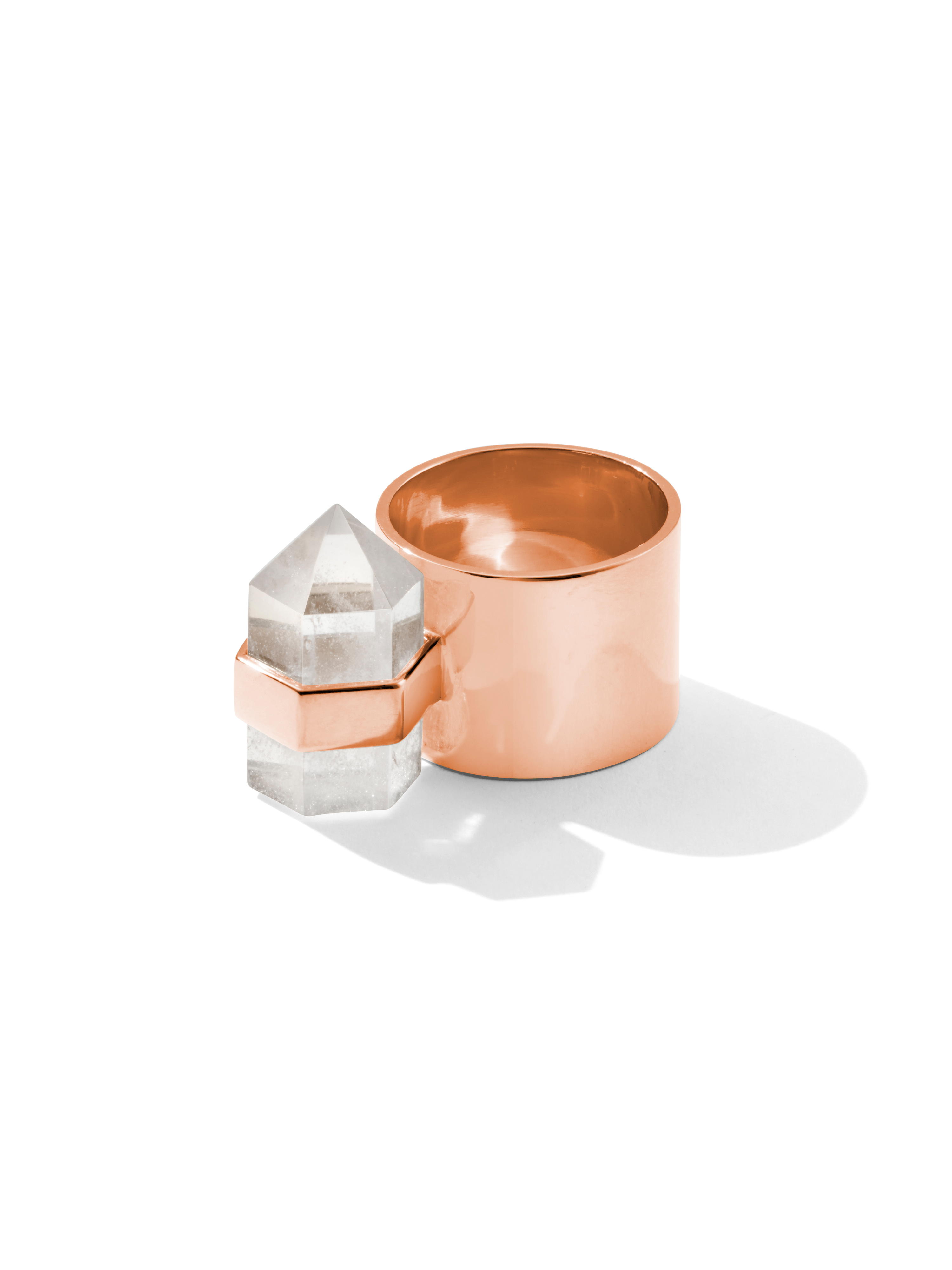 natural ring | clear quartz ROSE GOLD PLATED