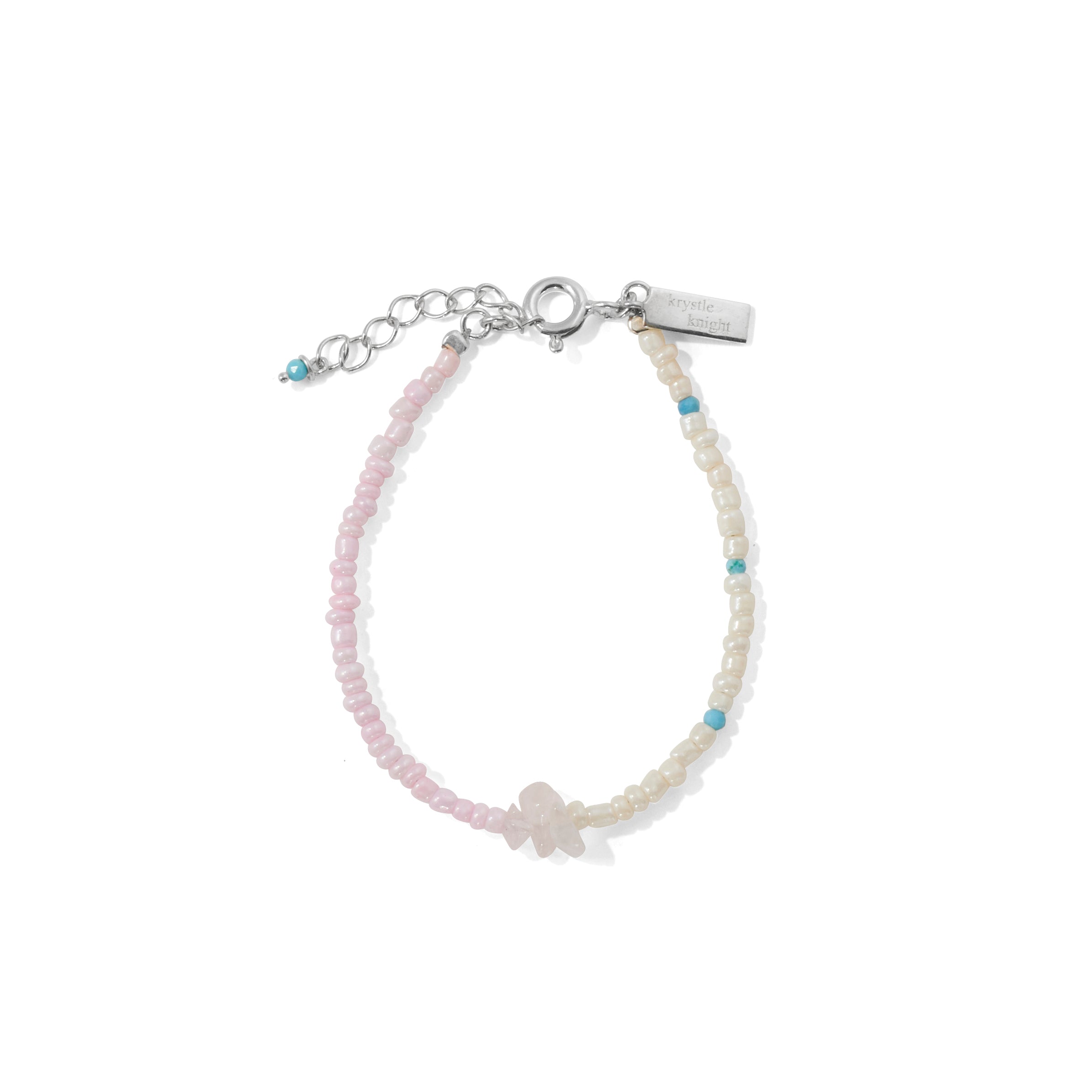 little kkj | ocean treasures bracelet | rose quartz + turquoise