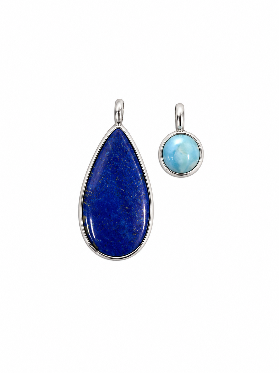 one of a kind charms | lapis lazuli + larimar | 925 sterling silver