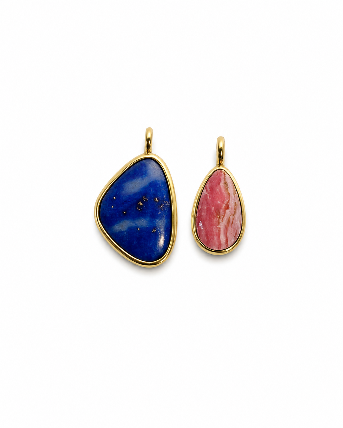 one of a kind charms | lapis lazuli + rhodochrosite | 18k gold vermeil