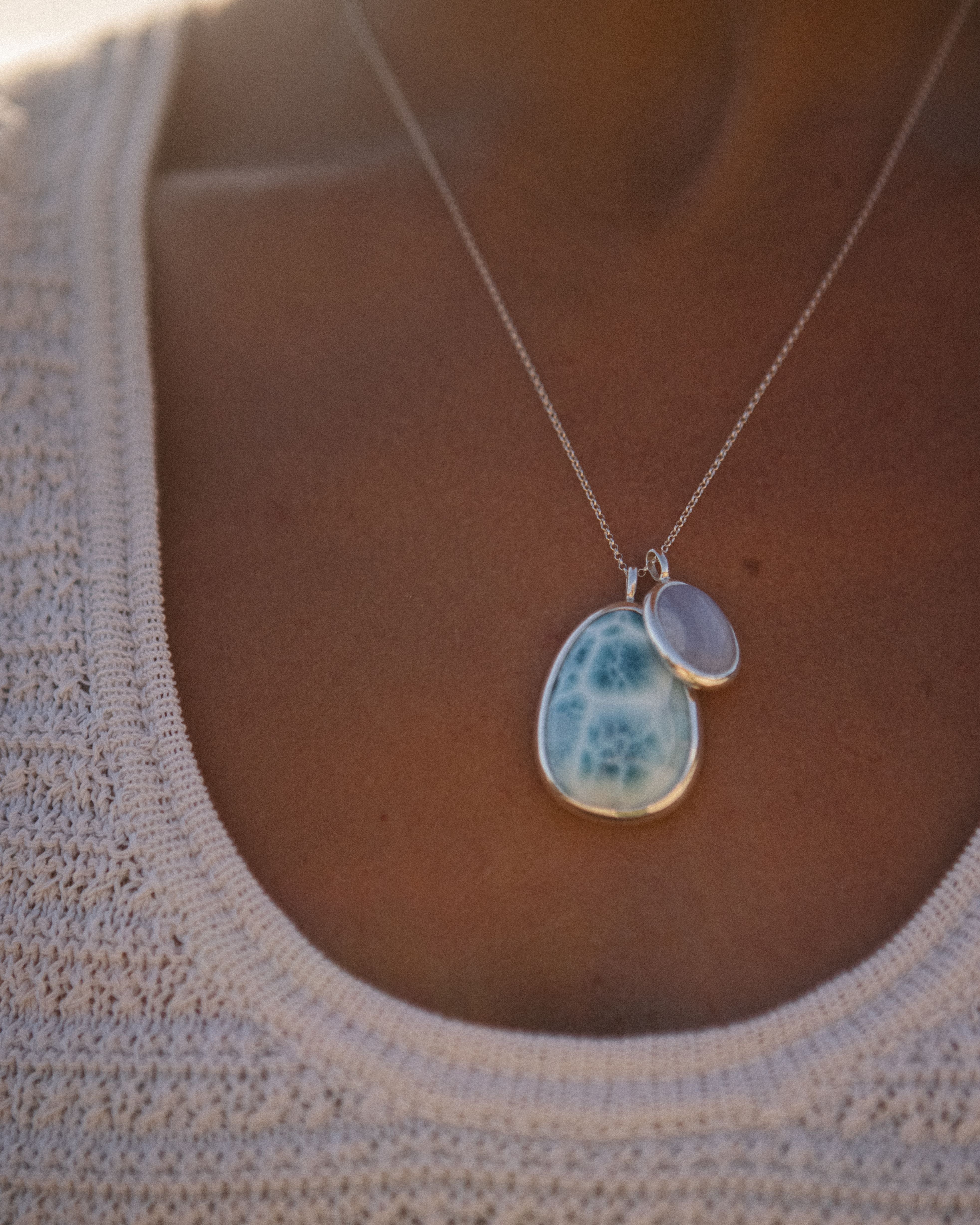 Larimar + Blue Lace Agate | Sterling Silver | One Of a Kind Magic Drop 2