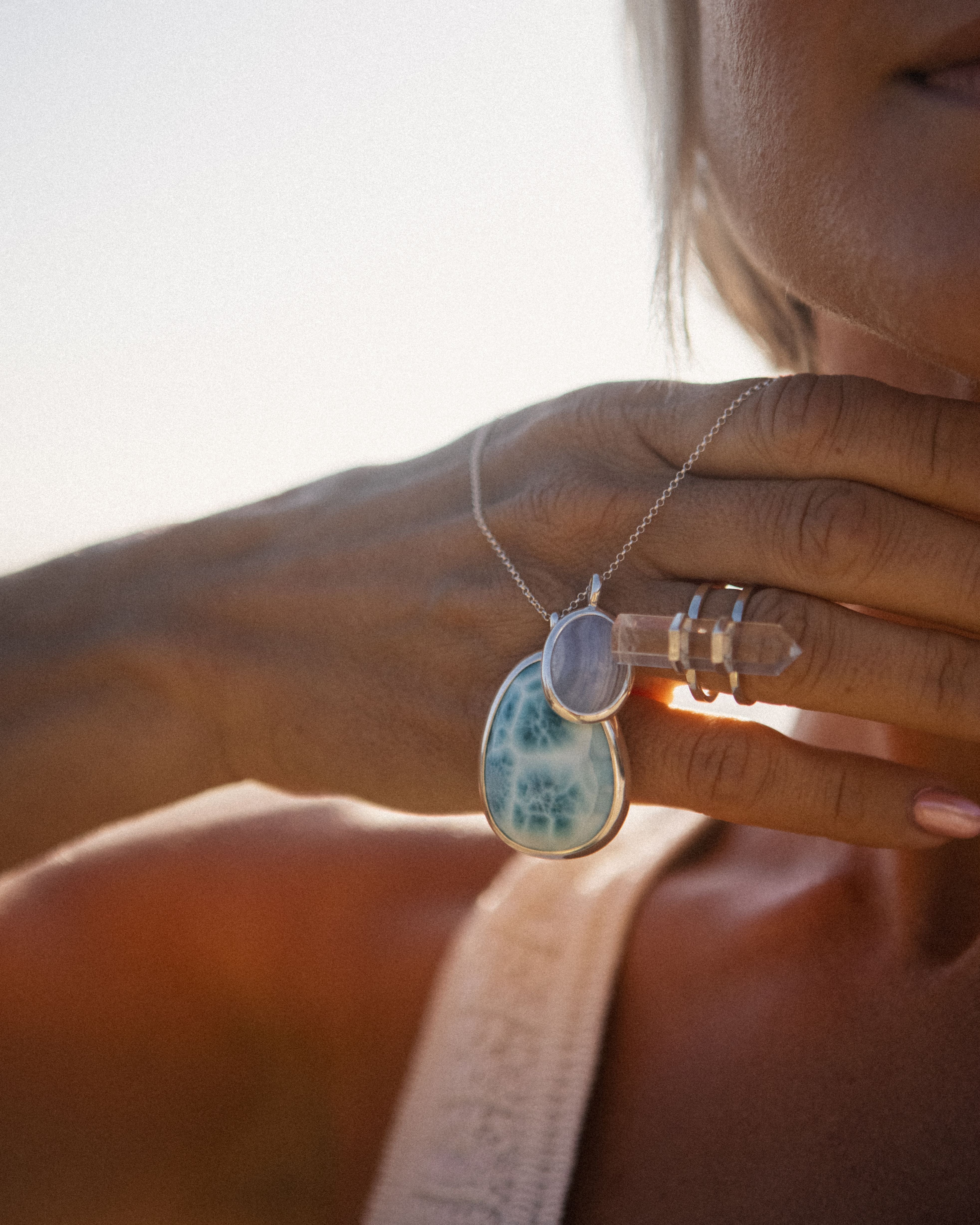Larimar + Blue Lace Agate | Sterling Silver | One Of a Kind Magic Drop 2