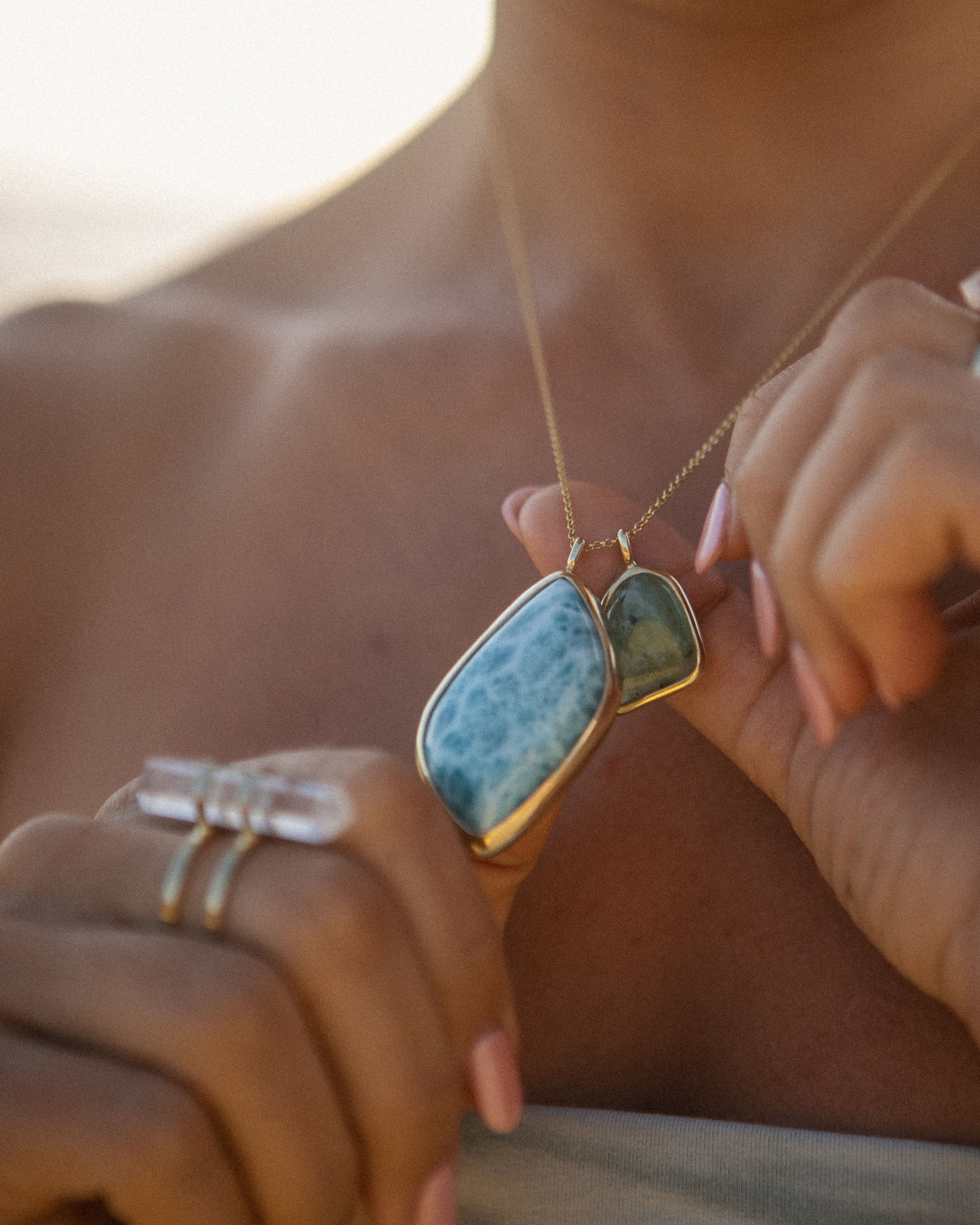 Larimar + Peruvian Opal | 18k Gold Vermeil | One Of a Kind Magic Drop 2