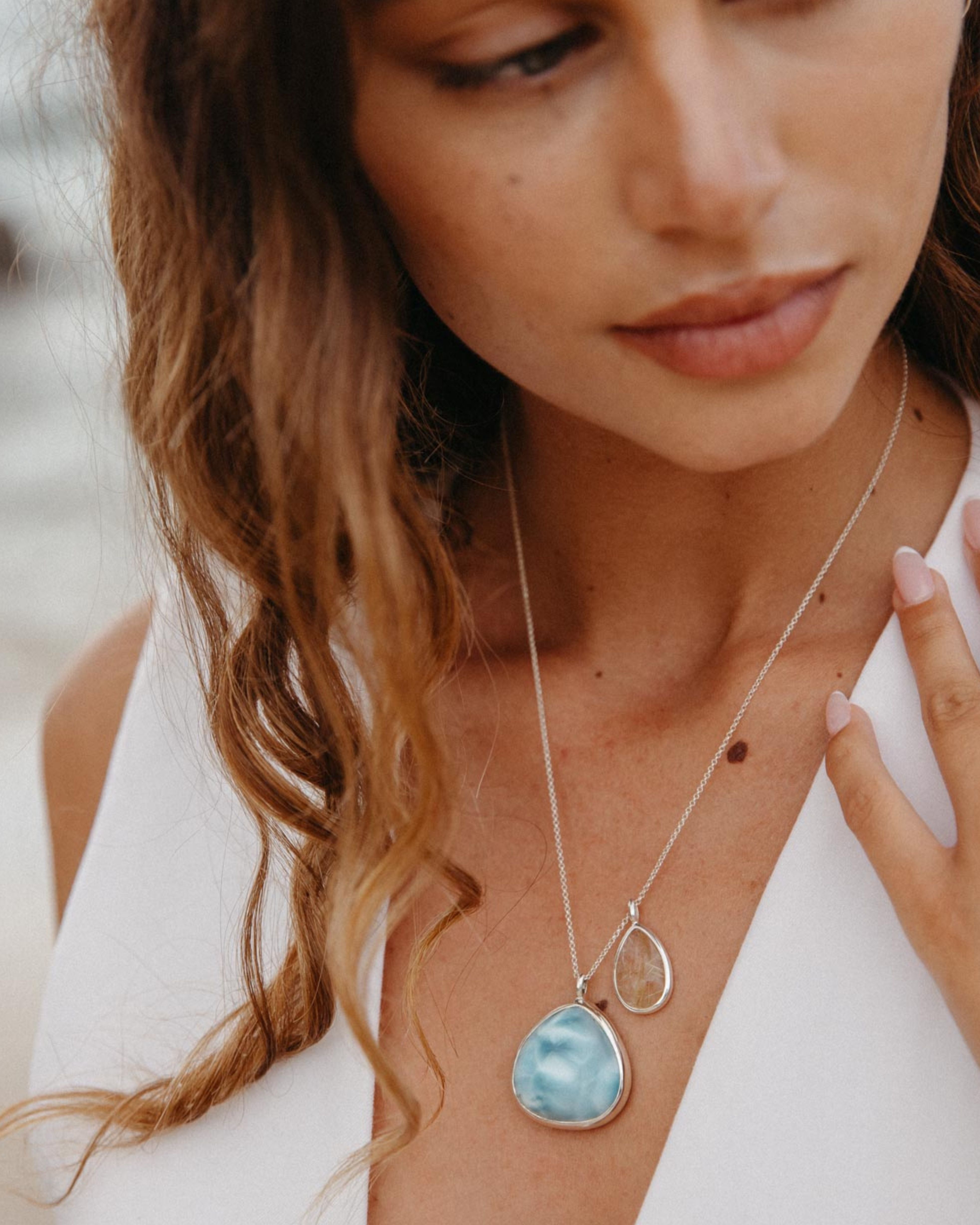 Larimar + Rutilated Quartz | Sterling Silver | One Of a Kind Magic Drop 3