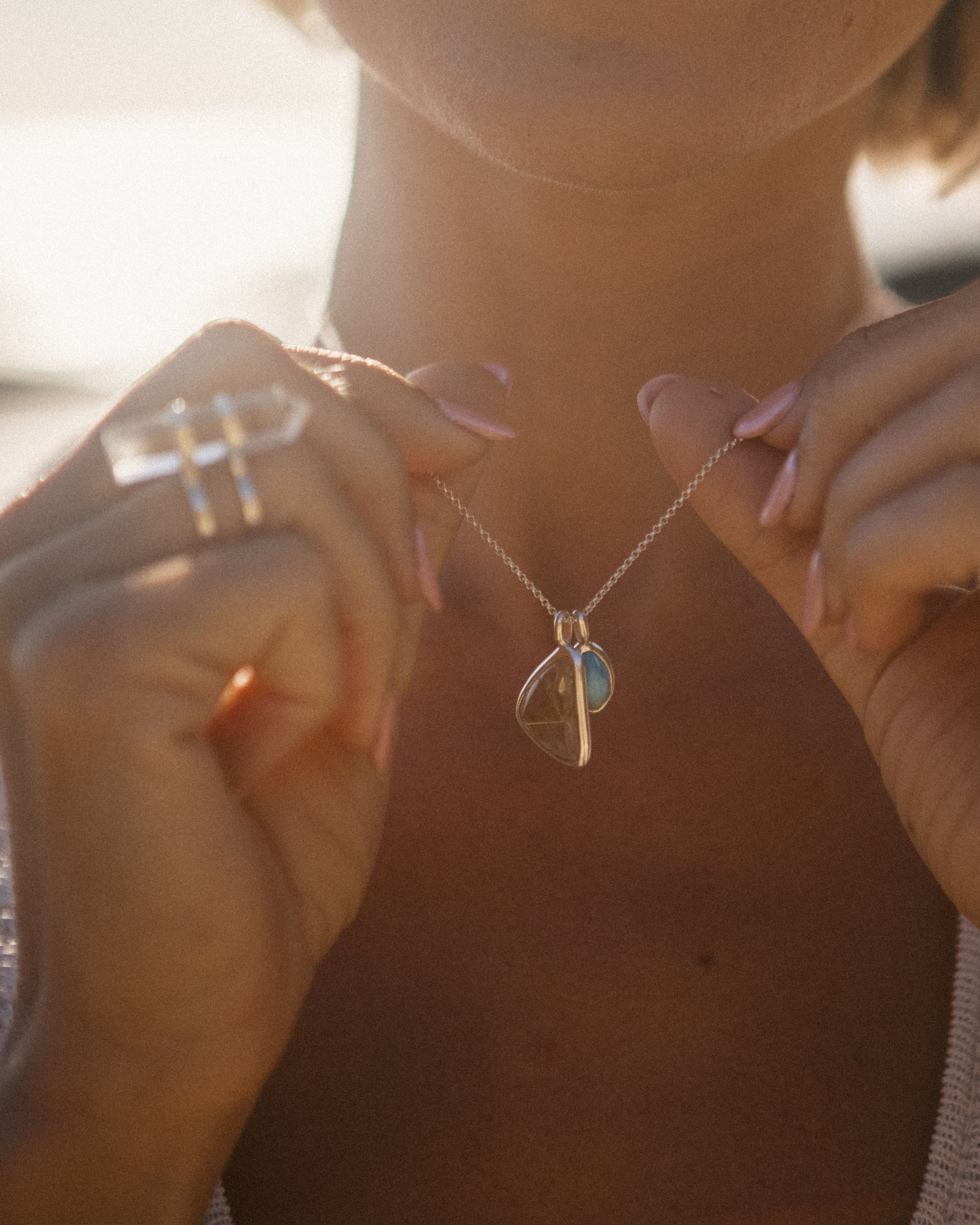 Larimar + Rutilated Quartz #1 | Sterling Silver | One Of a Kind Magic Drop 2