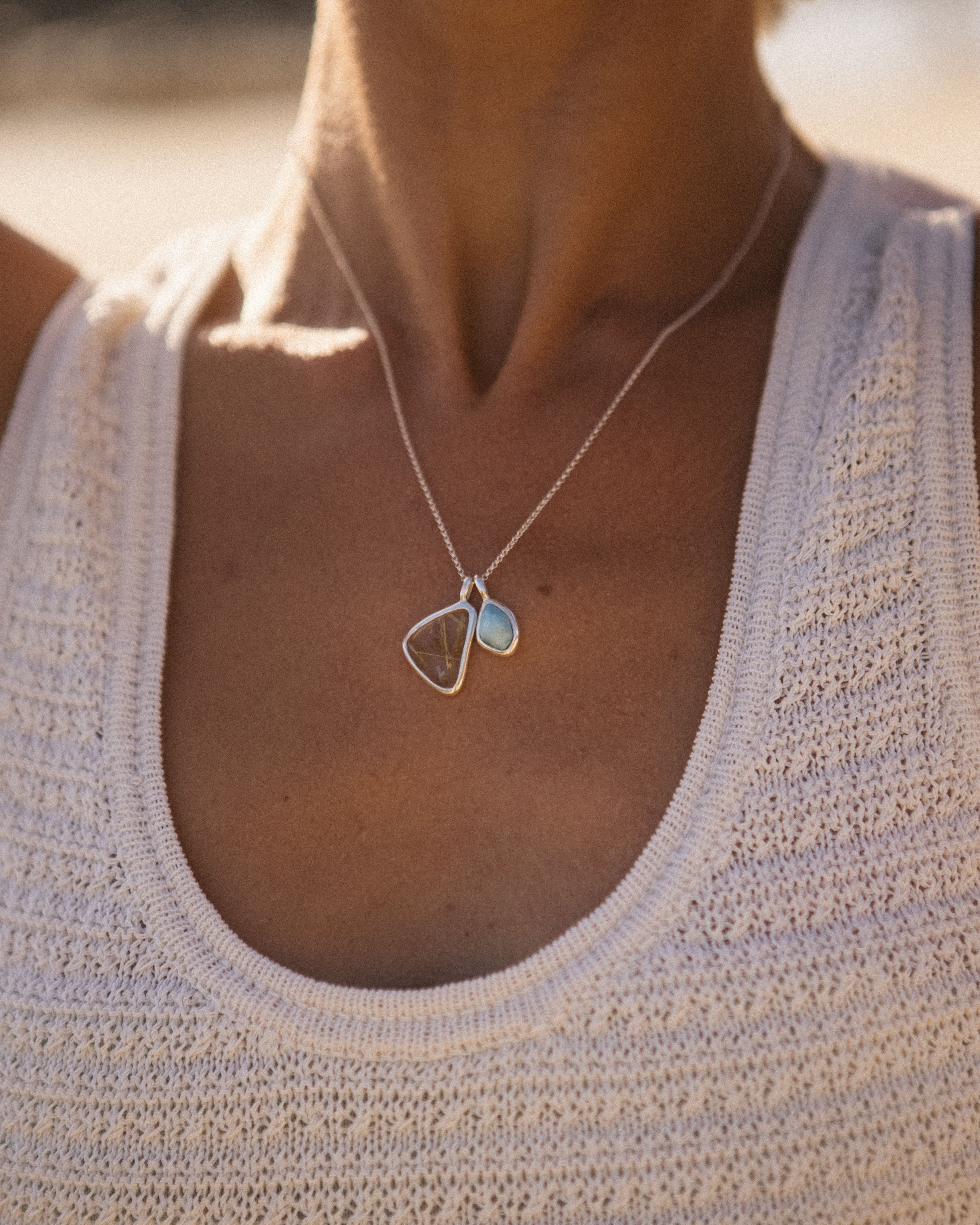 Larimar + Rutilated Quartz #1 | Sterling Silver | One Of a Kind Magic Drop 2