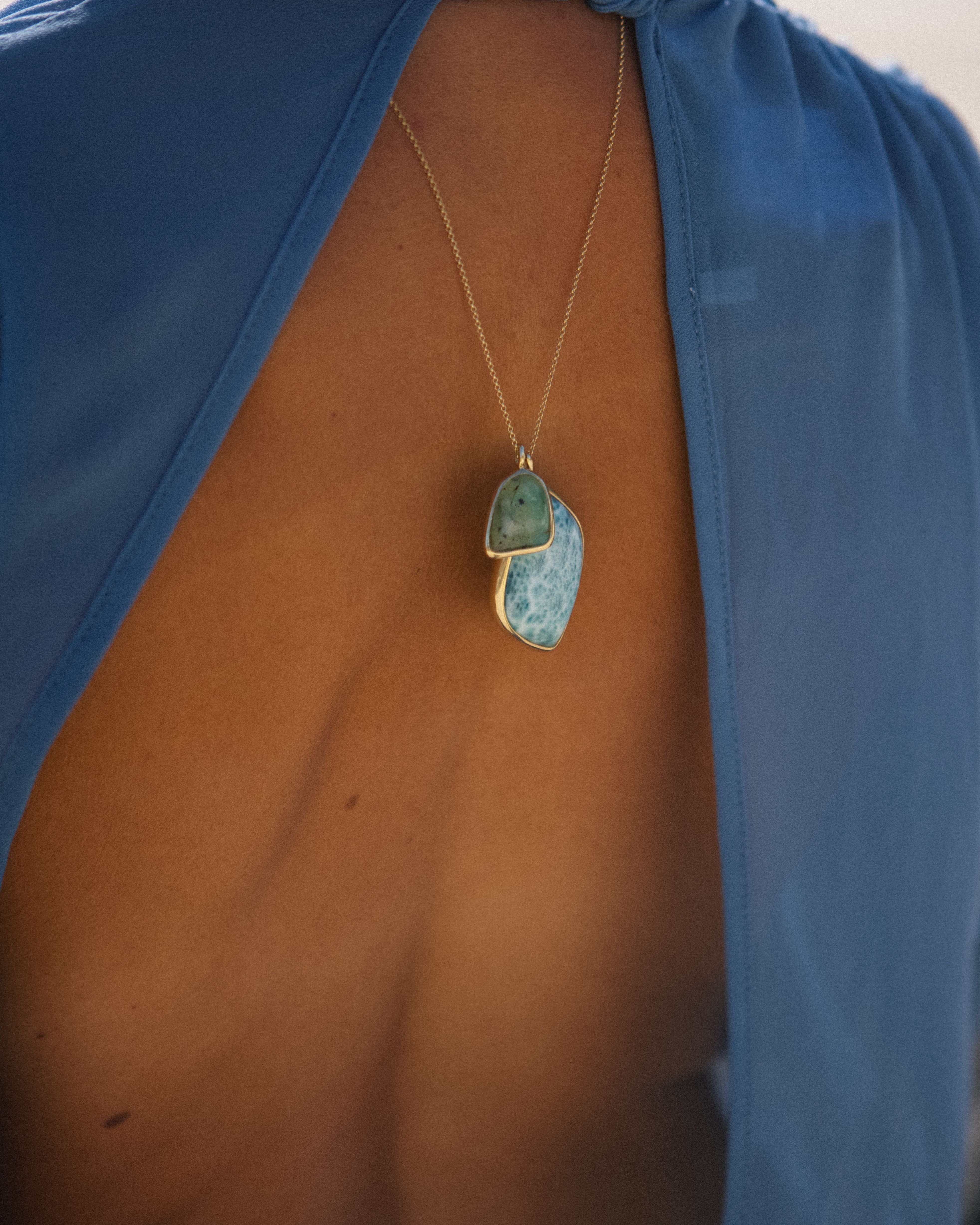 Larimar + Peruvian Opal | 18k Gold Vermeil | One Of a Kind Magic Drop 2
