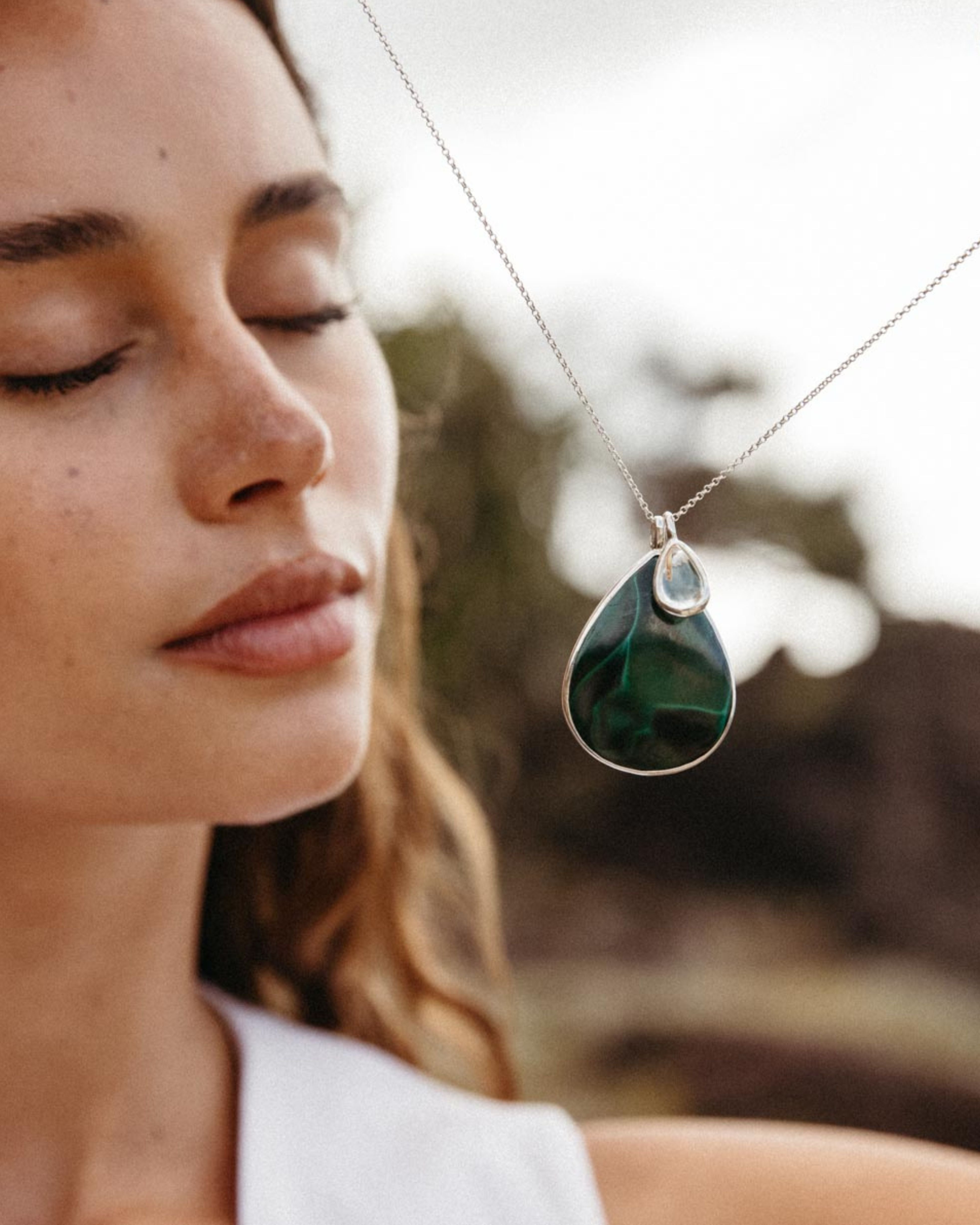 Malachite + Rutilated Quartz | Sterling Silver | One Of a Kind Magic Drop 3