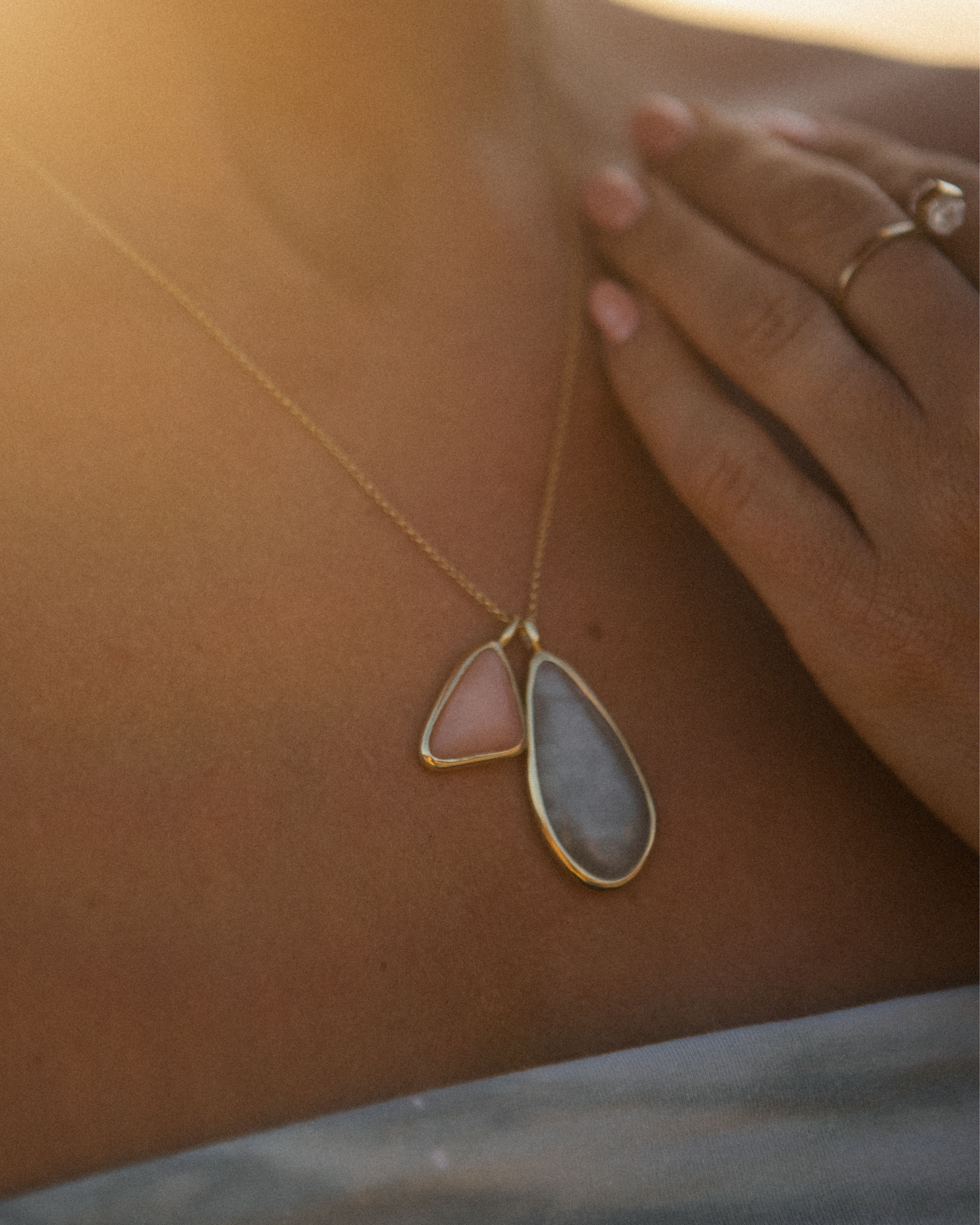 Aqua Marine + Perivian Pink Opal | 18k Gold Vermeil | One Of a Kind Magic Drop 2