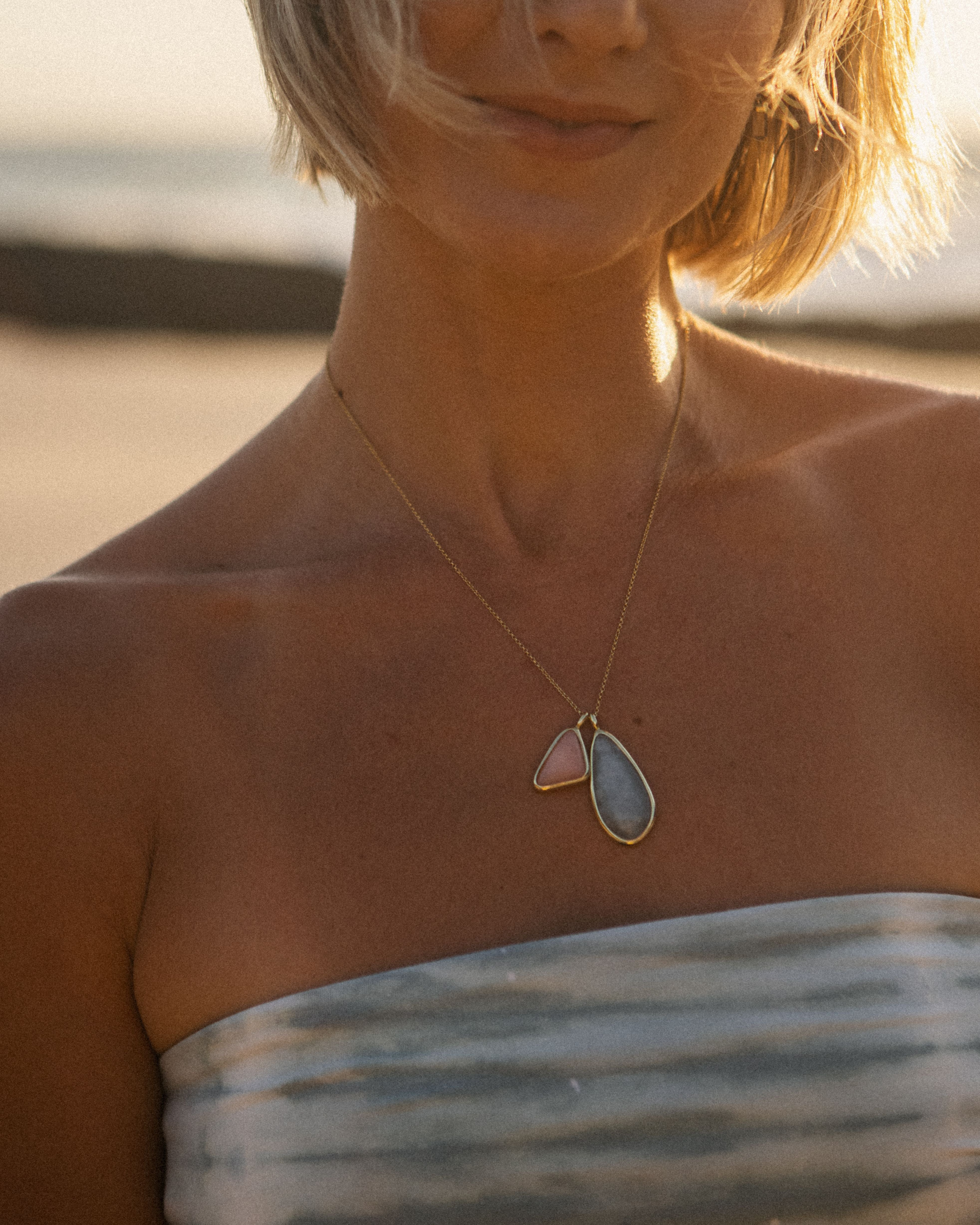 Aqua Marine + Perivian Pink Opal | 18k Gold Vermeil | One Of a Kind Magic Drop 2