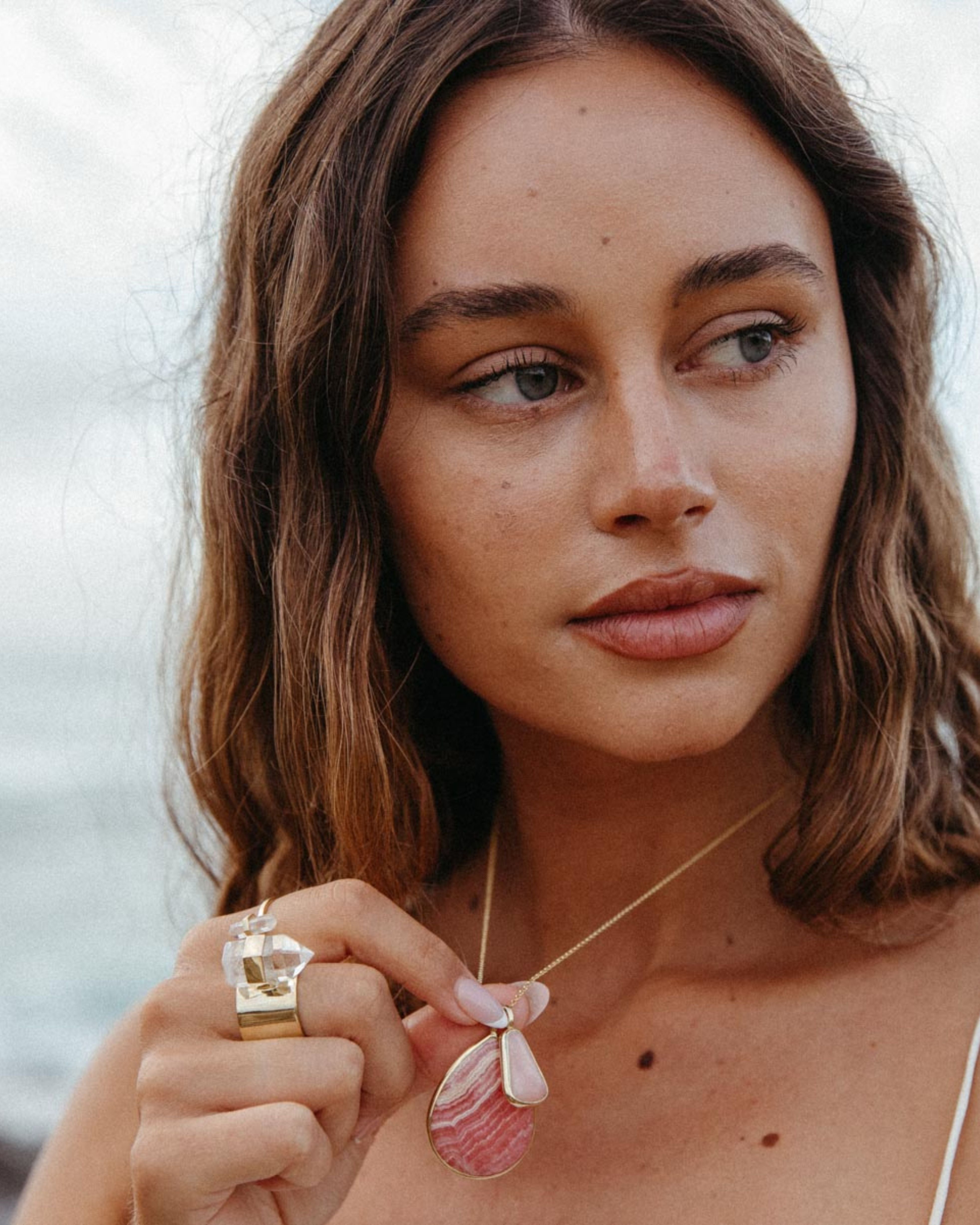 Rhodochrosite + Pink Opal #1 | 18k Gold Vermeil | One Of a Kind Magic Drop 3