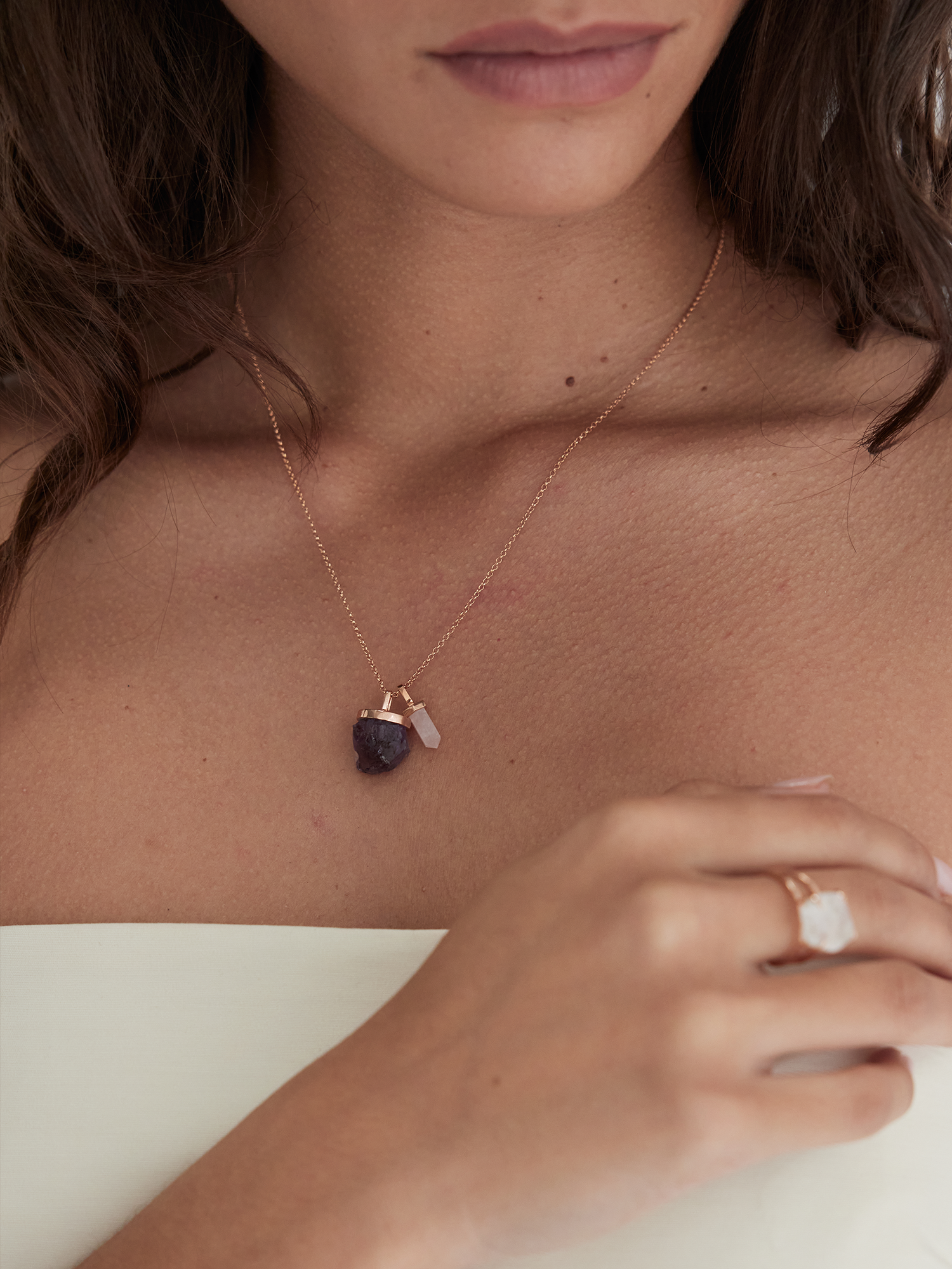raw crystal necklace charm | amethyst