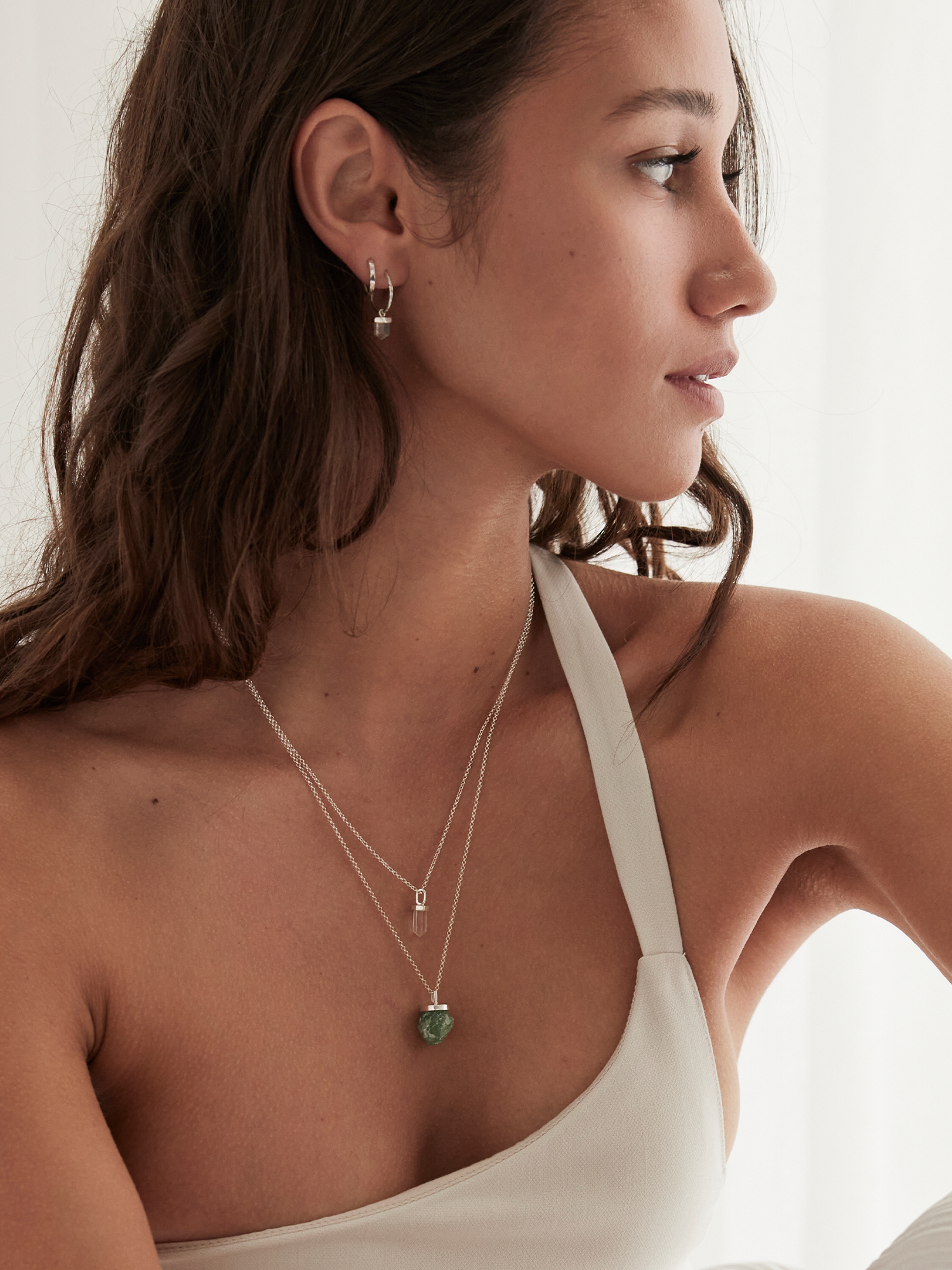 raw crystal necklace charm | green aventurine