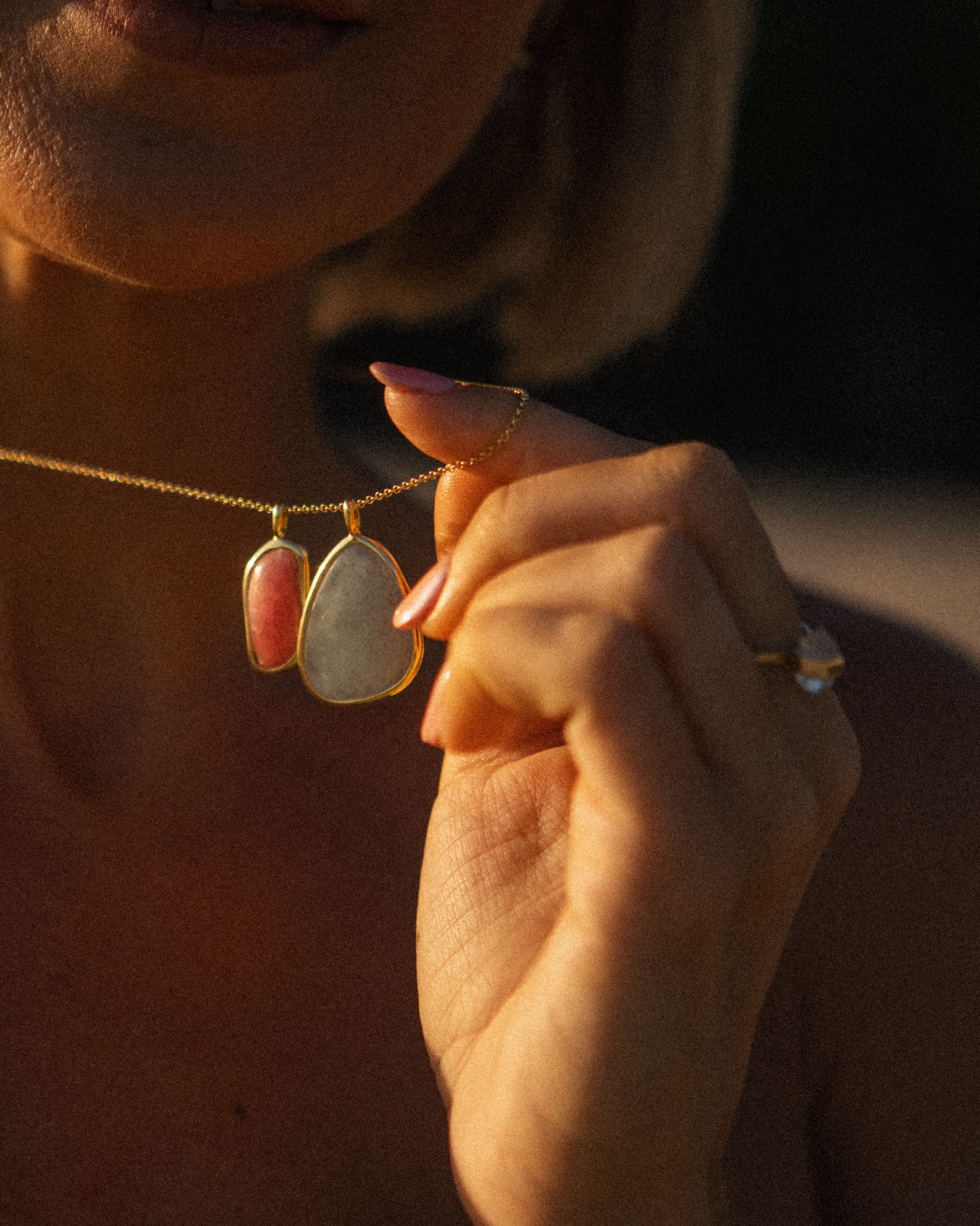 Aqua Marine + Rhodochrosite | 18k Gold Vermeil | One Of a Kind Magic Drop 2