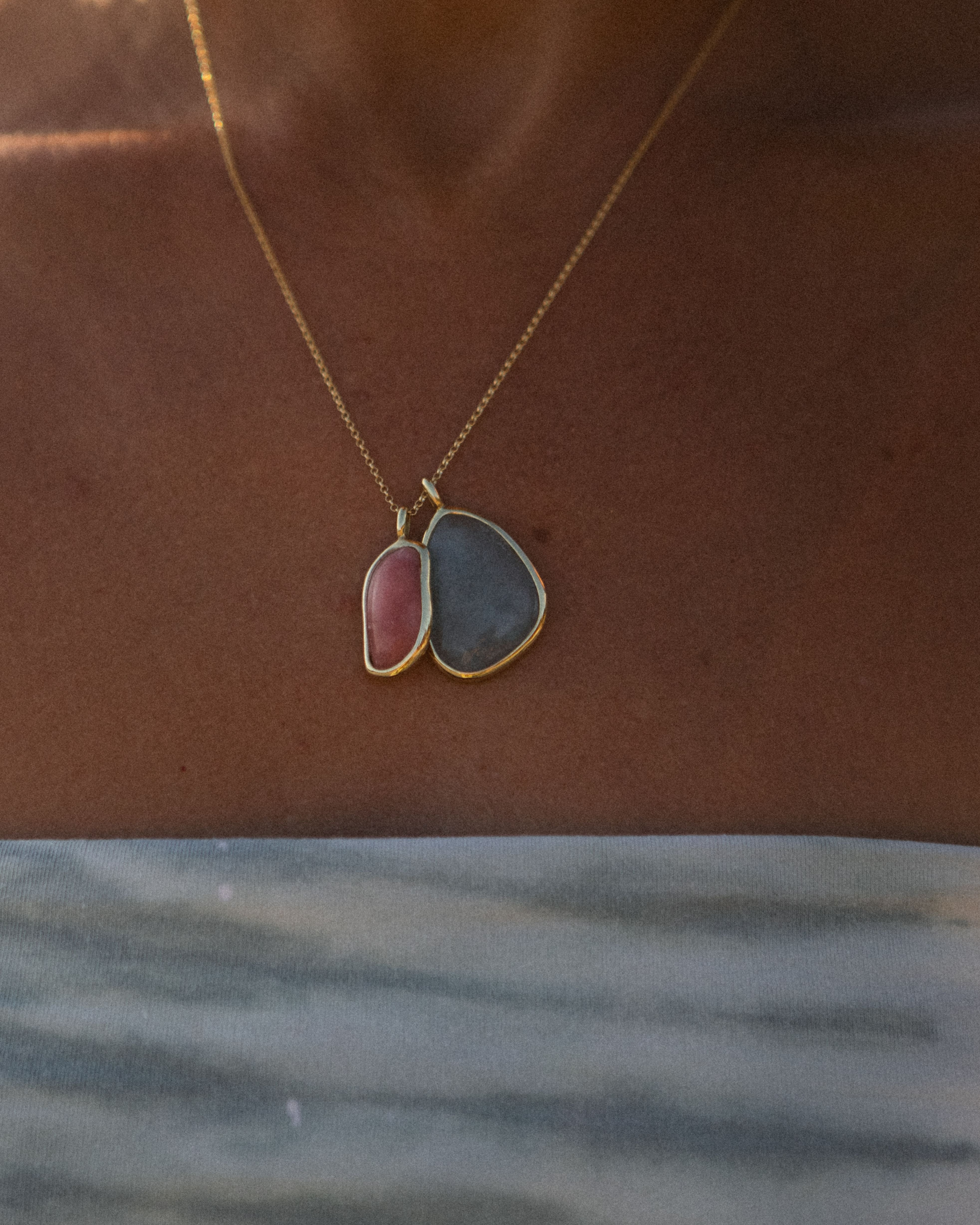 Aqua Marine + Rhodochrosite | 18k Gold Vermeil | One Of a Kind Magic Drop 2