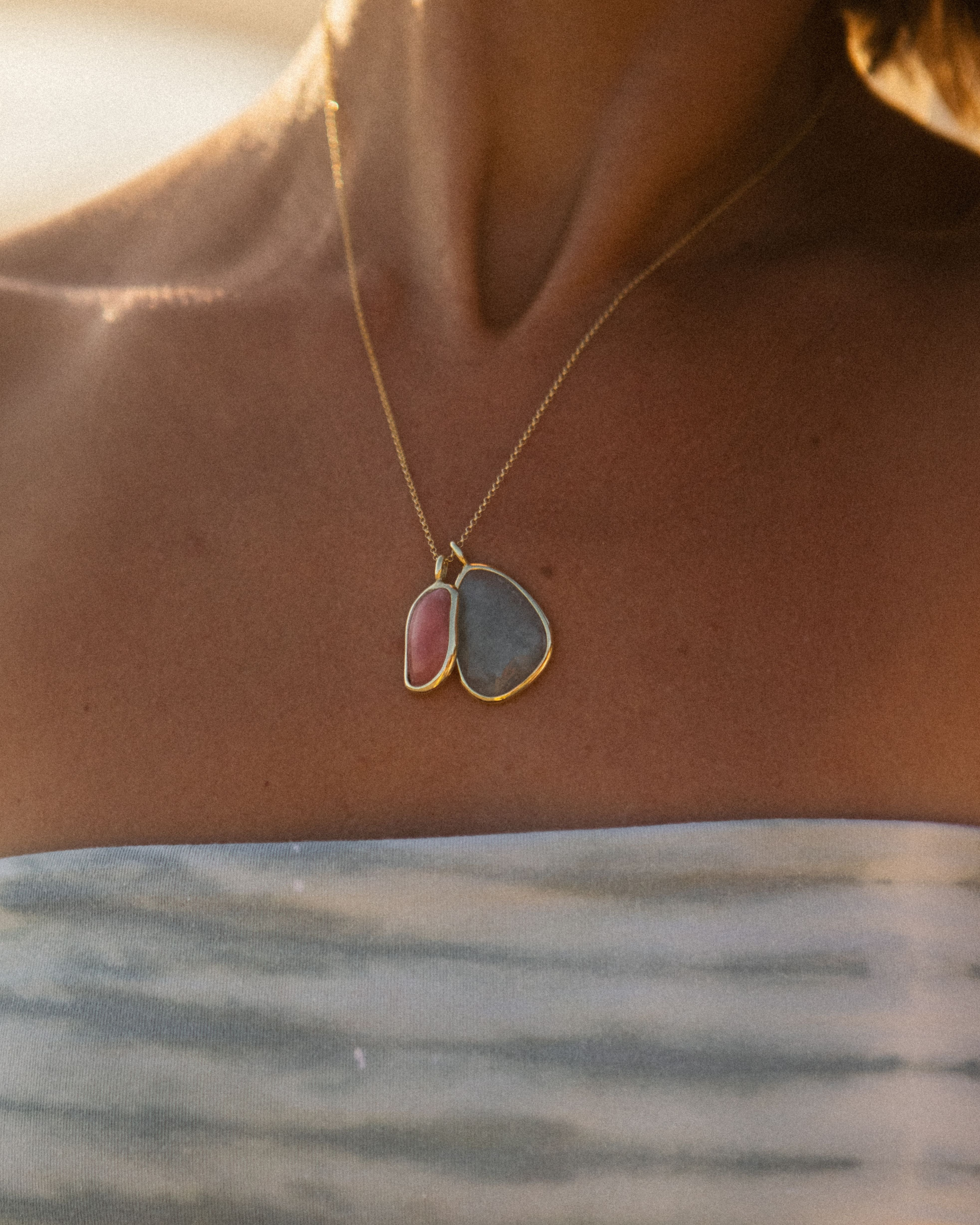 Aqua Marine + Rhodochrosite | 18k Gold Vermeil | One Of a Kind Magic Drop 2