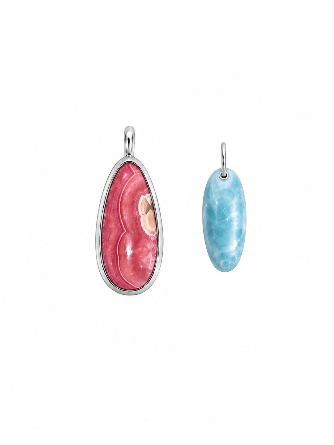 one of a kind charms | rhodochrosite + larimar | 925 sterling silver