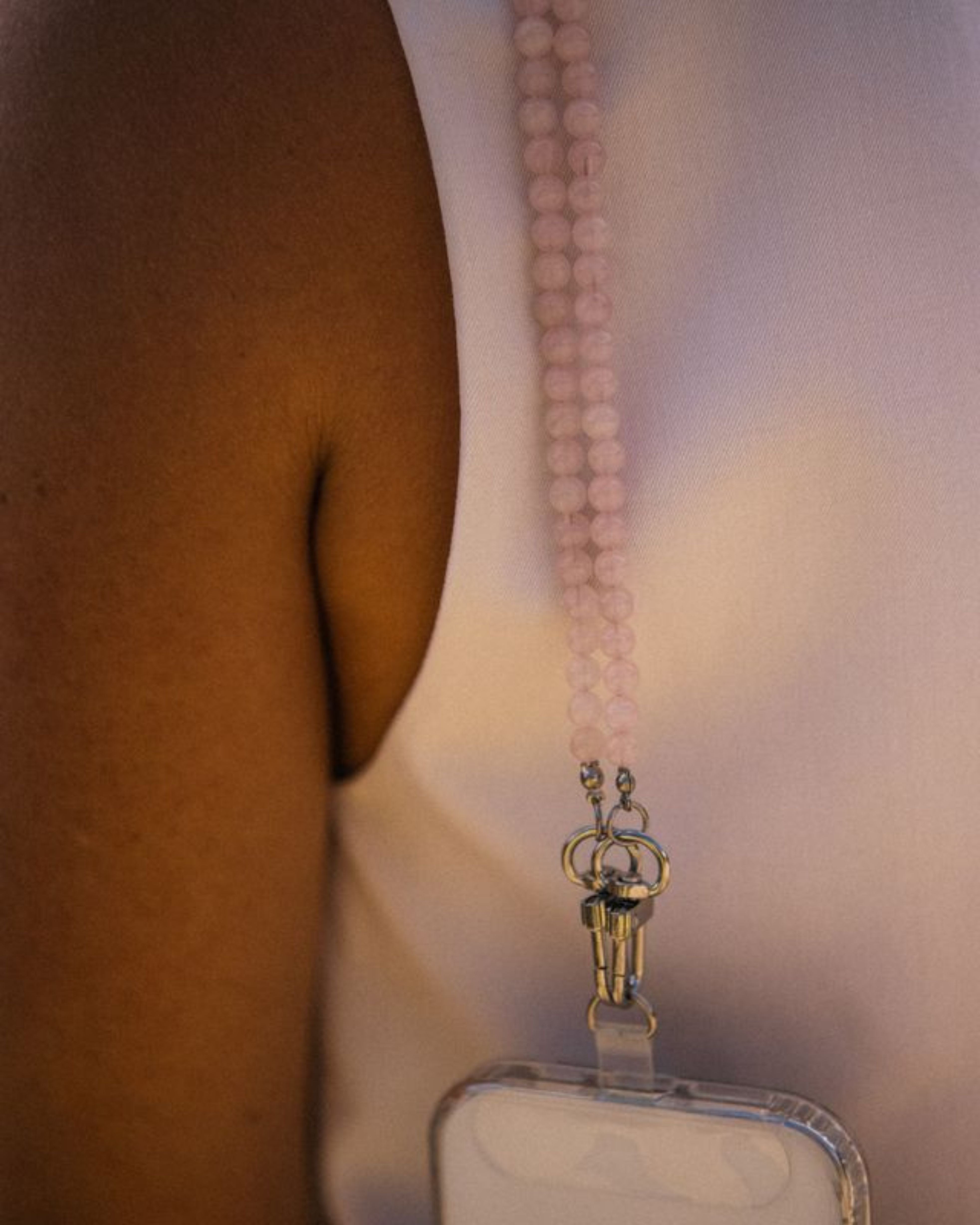 Rose Quartz Beaded Phone Carrier