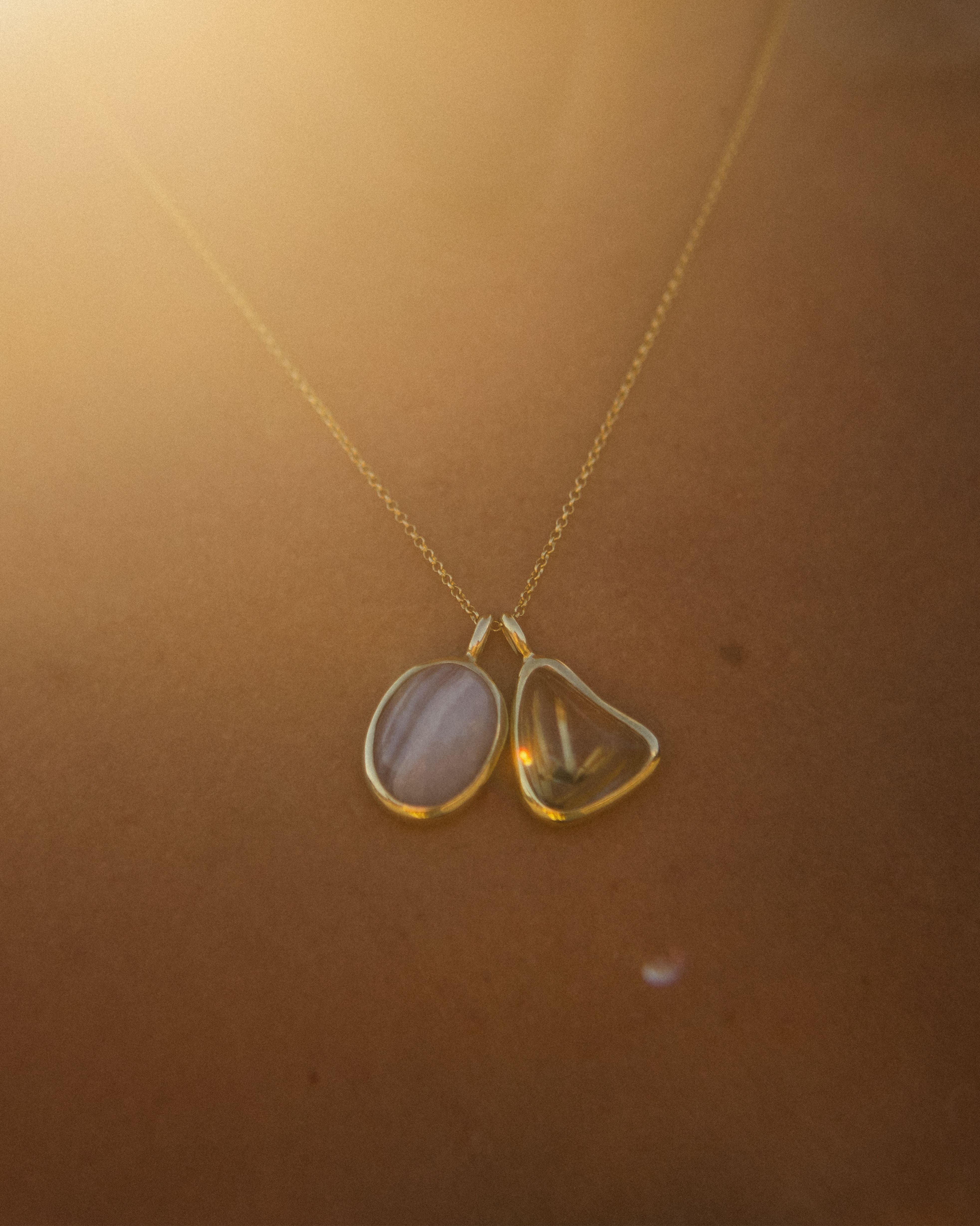 Rutilated Quartz + Blue Lace Agate | 18k Gold Vermeil | One Of a Kind Magic Drop 2