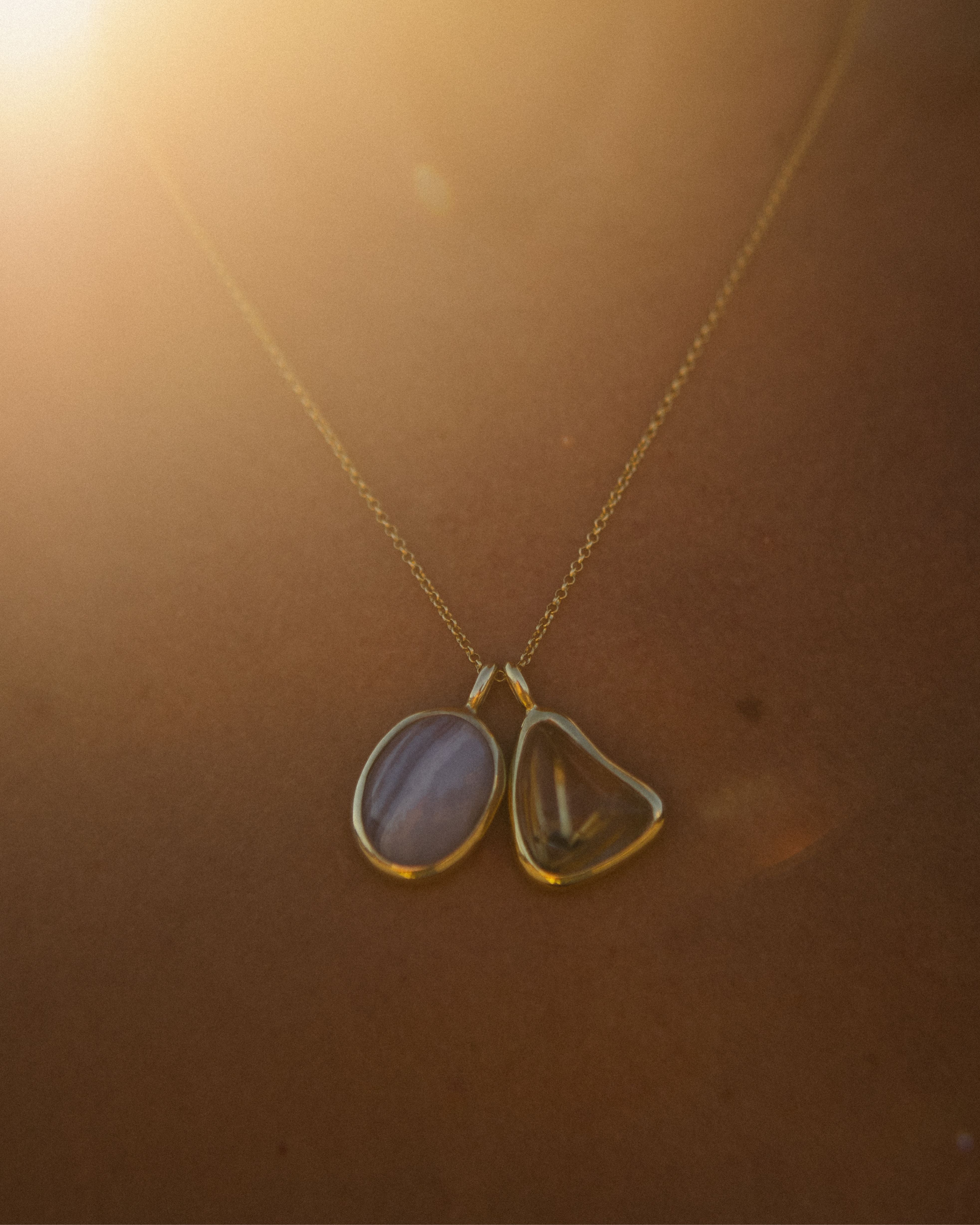 Rutilated Quartz + Blue Lace Agate | 18k Gold Vermeil | One Of a Kind Magic Drop 2