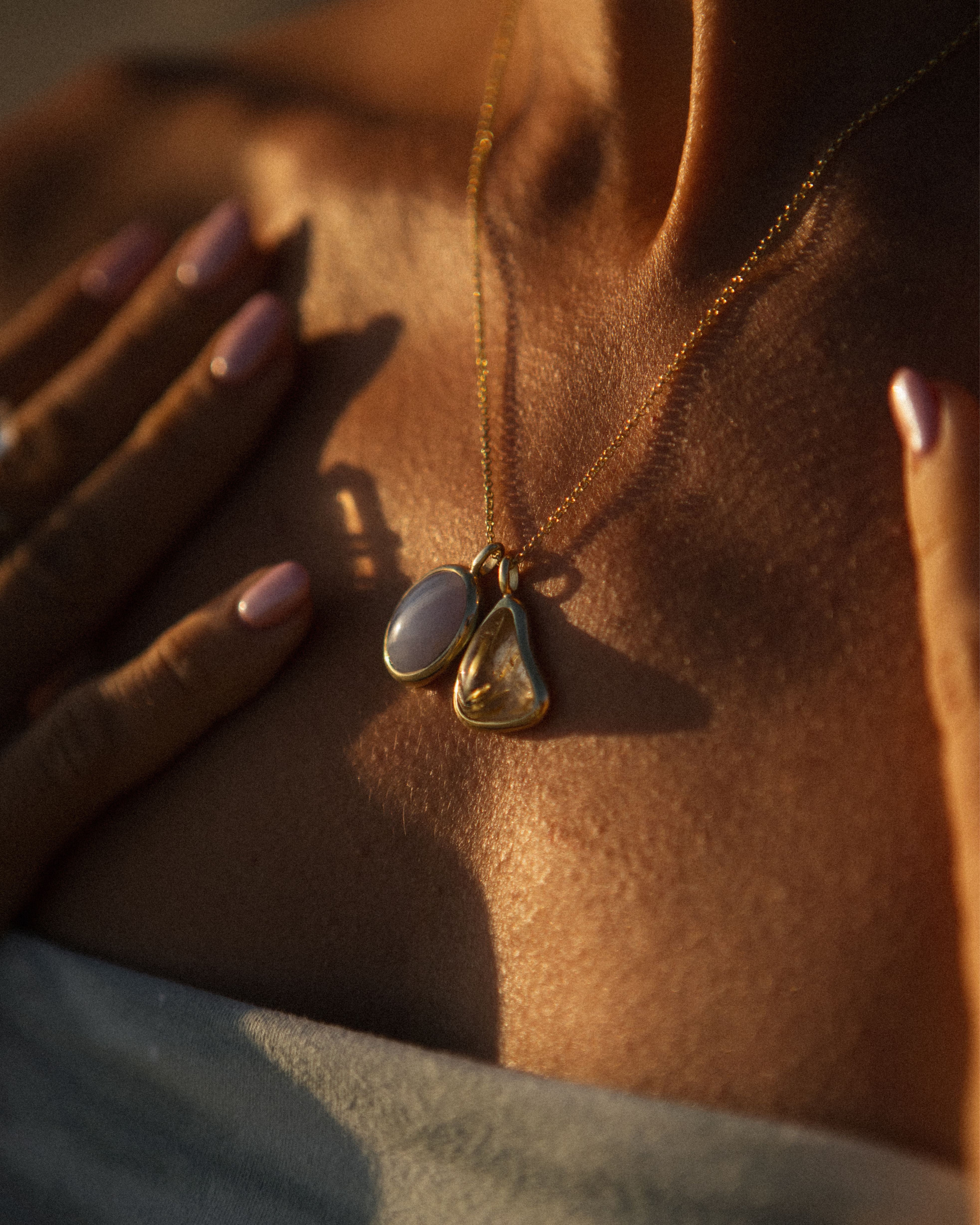 Rutilated Quartz + Blue Lace Agate | 18k Gold Vermeil | One Of a Kind Magic Drop 2