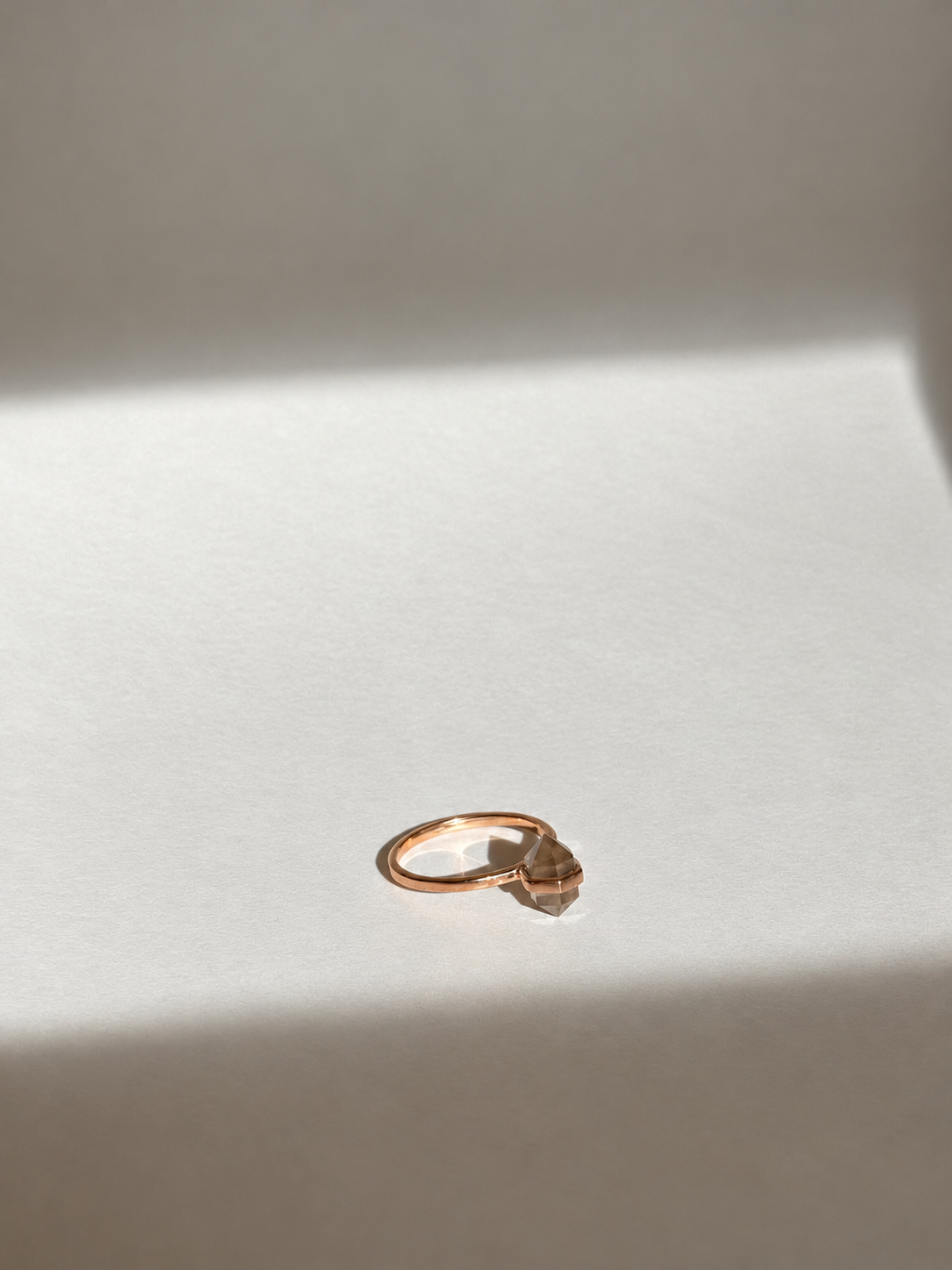 tiny calm crystal ring | smokey quartz | warehouse sale | size 7