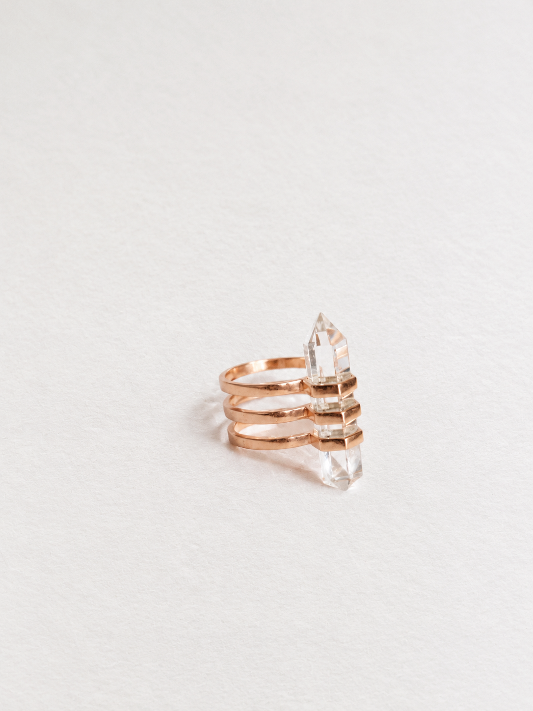 triple band crystal ring | clear quartz | warehouse sale | size 7