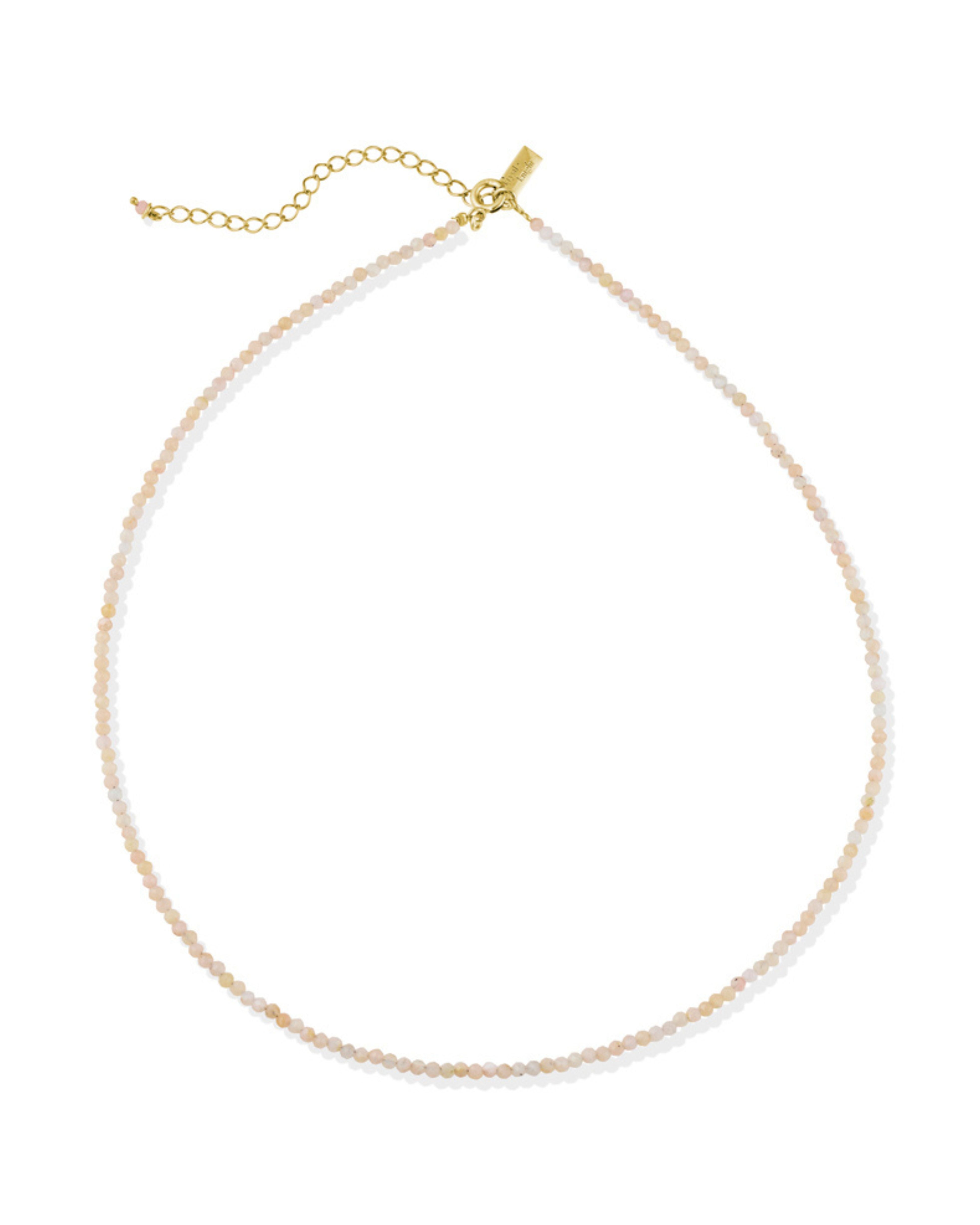 Pink Opal Beaded necklace on a white background