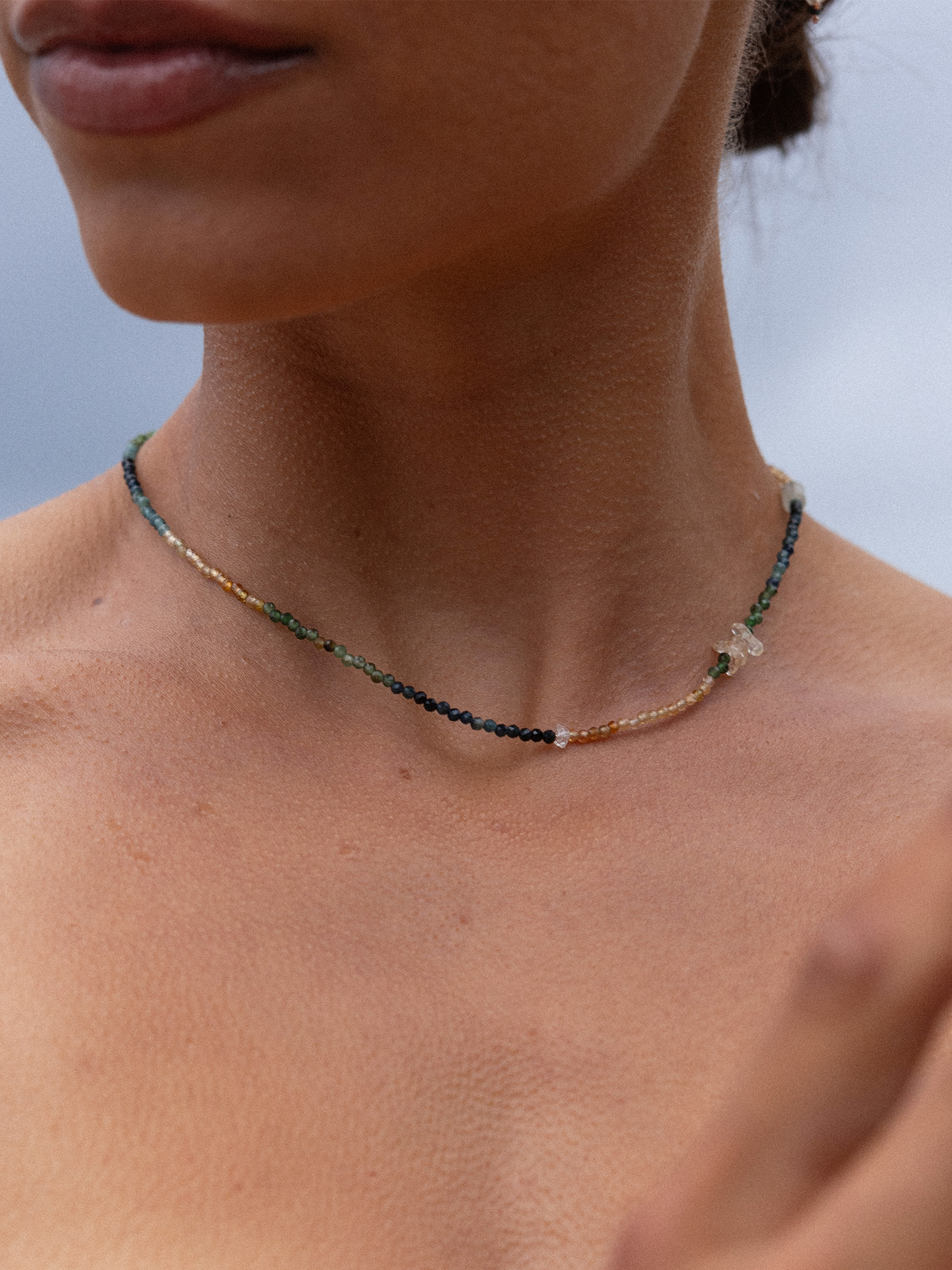 connection necklace | tourmaline, aquamarine, herkimer + citrine