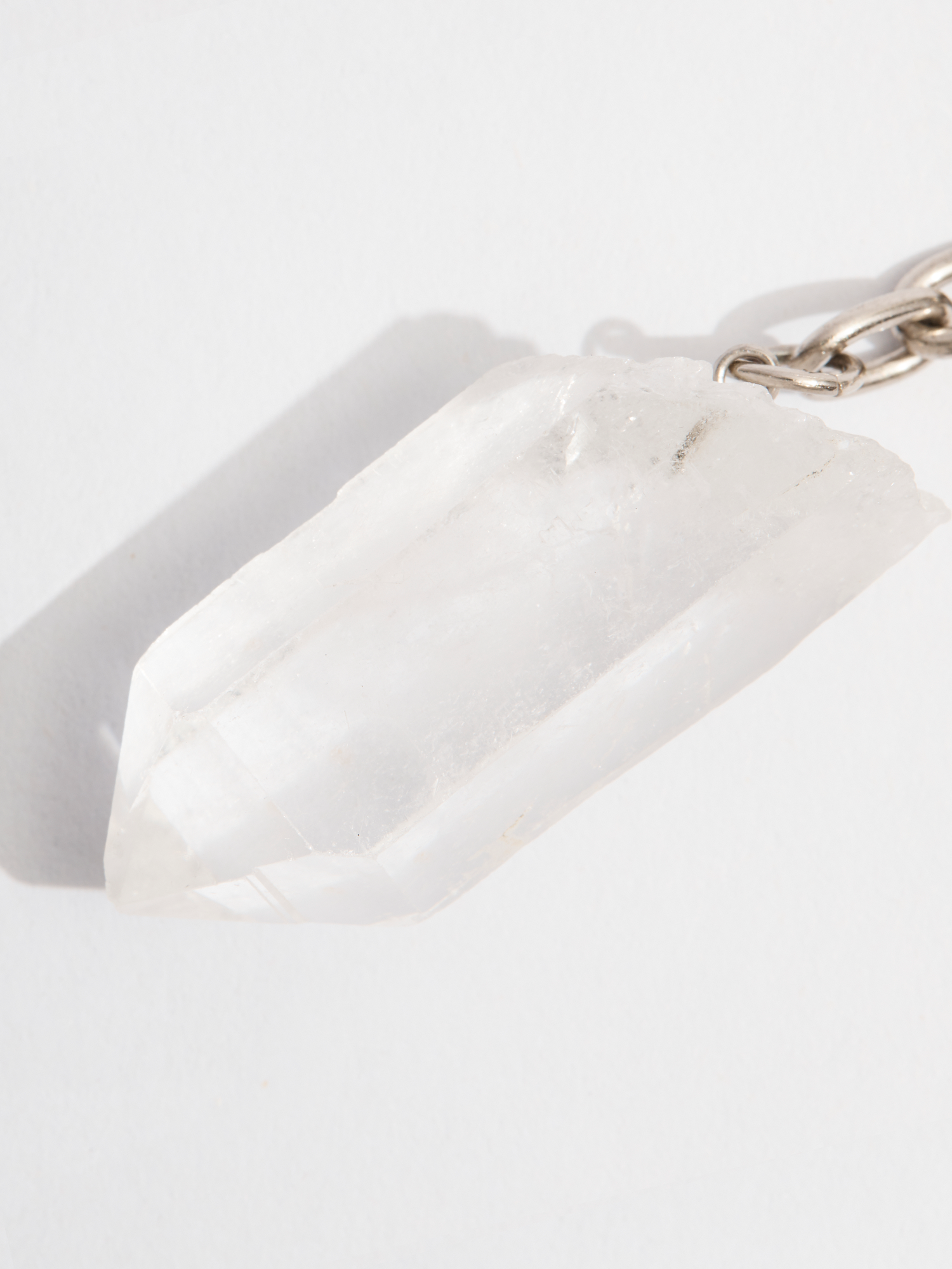 clear quartz crystal keyring