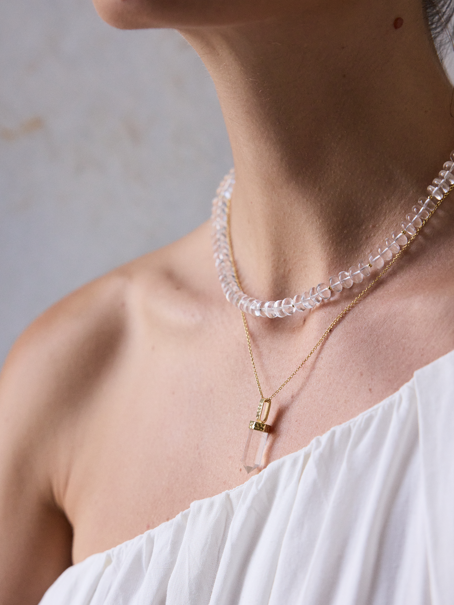 halcyon necklace | clear quartz
