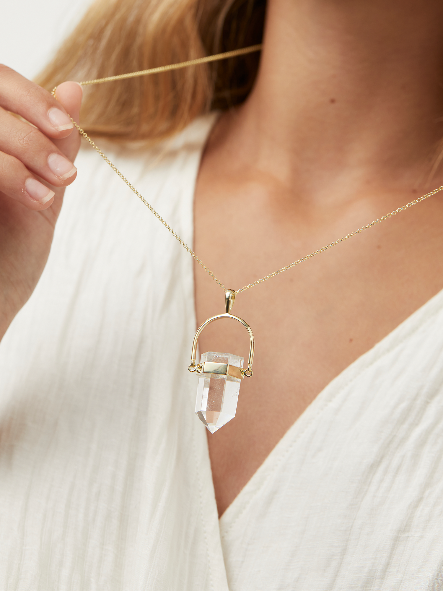 mini new beginning necklace | clear quartz