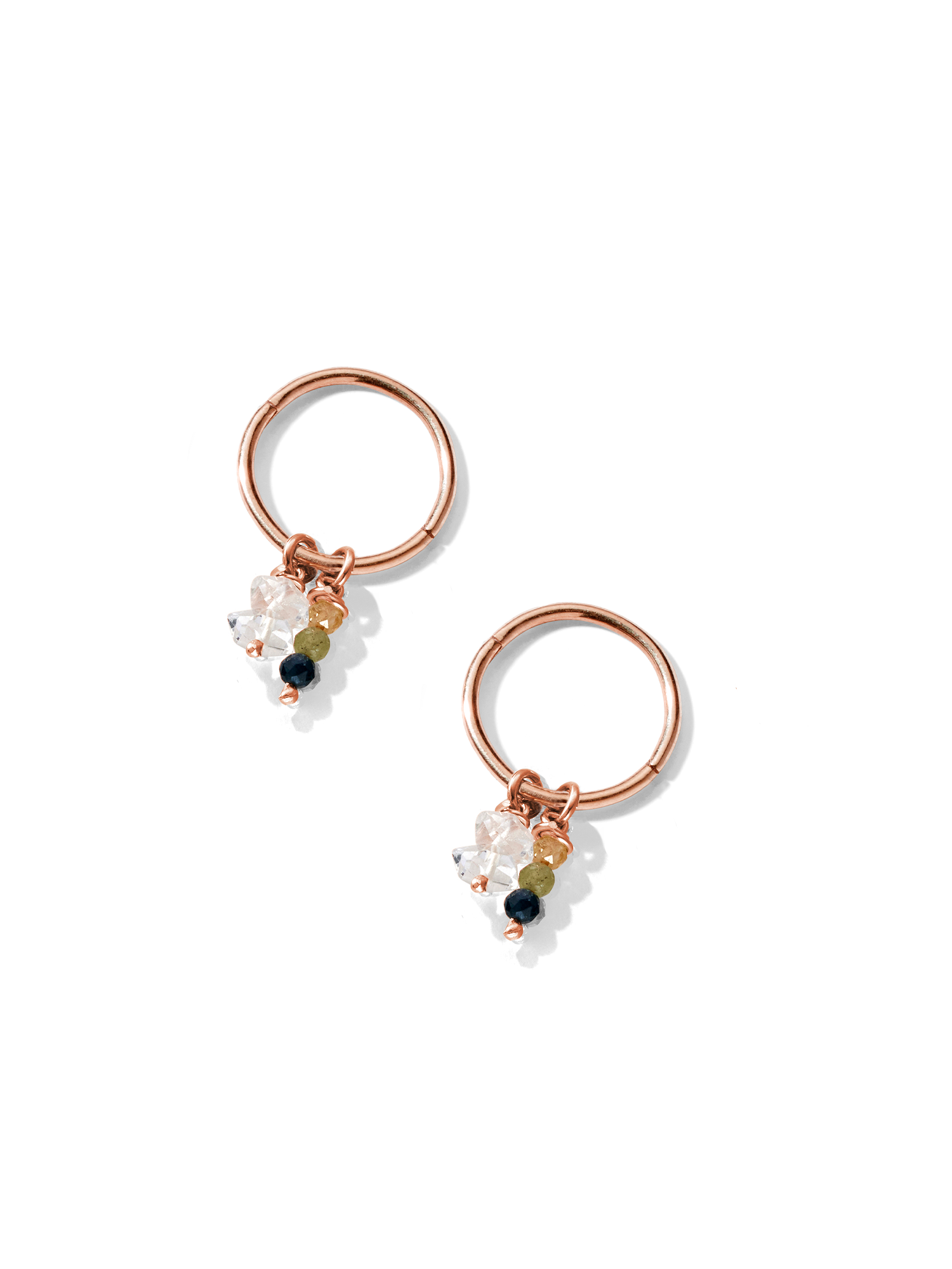 attunement earrings | tourmaline + herkimer